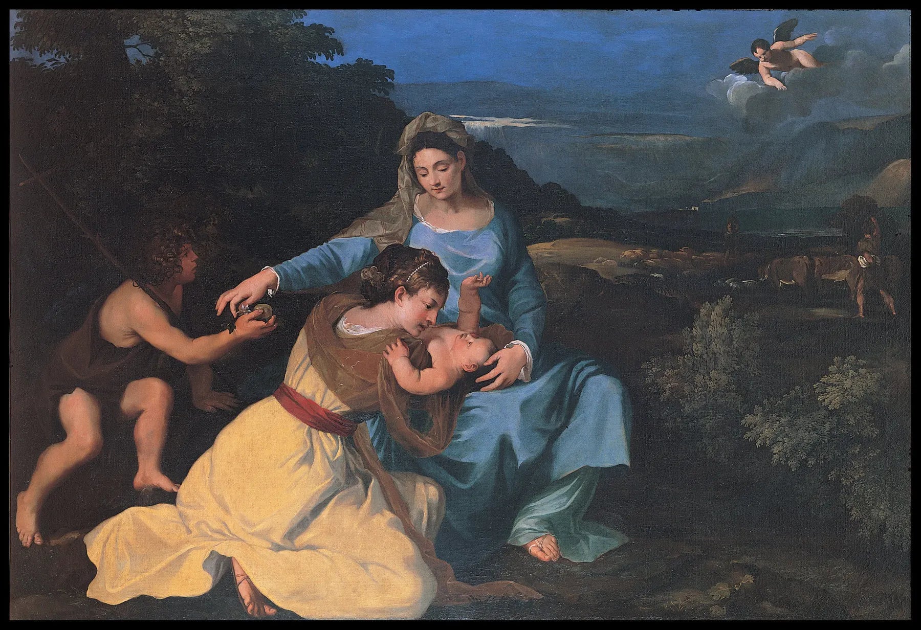 La Vierge à l'Enfant, Sainte Catherine et Saint Jean - Pietro da Cortona image 1 reproduction de peinture à l’huile