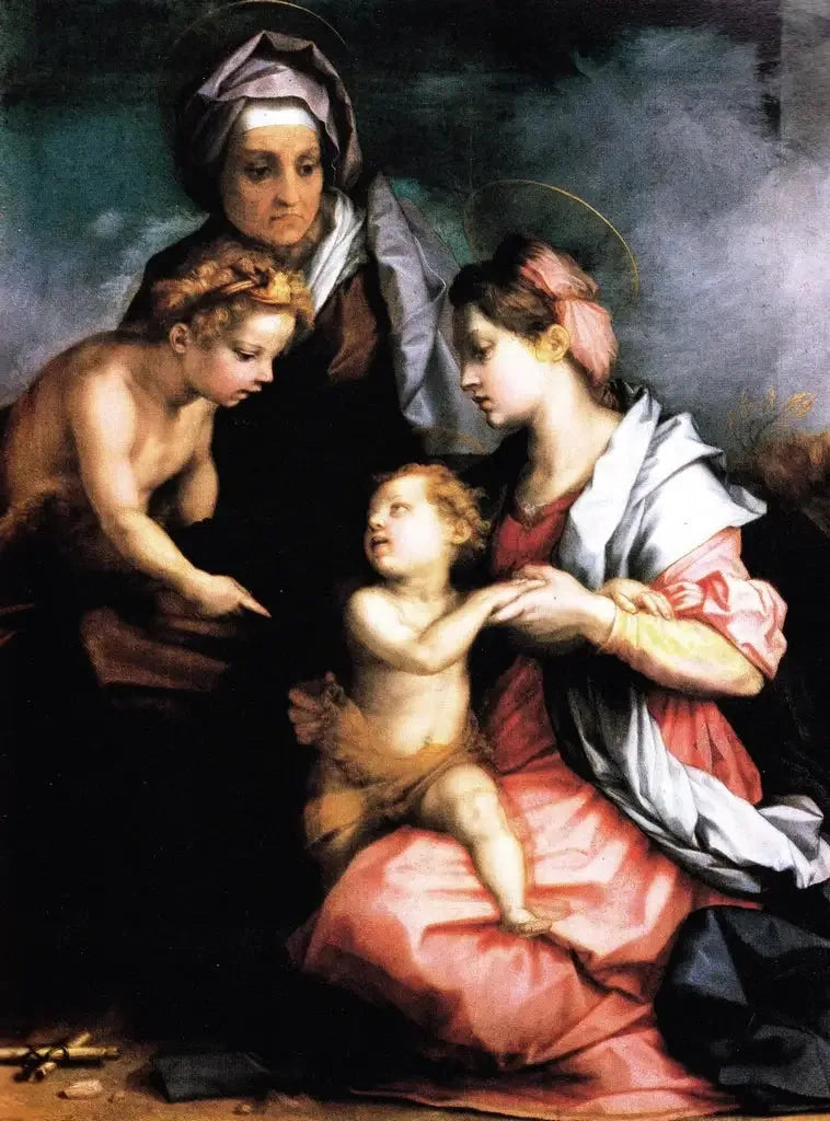 La Vierge à l'Enfant, sainte Élisabeth et saint Jean - Andrea del Sarto image 1 copie peinte à la main à l’huile