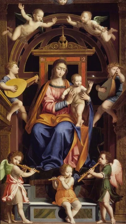 La Vierge à l'Enfant trônant avec des anges - Bernardino Luini image 1 reproduction artisanale de tableau