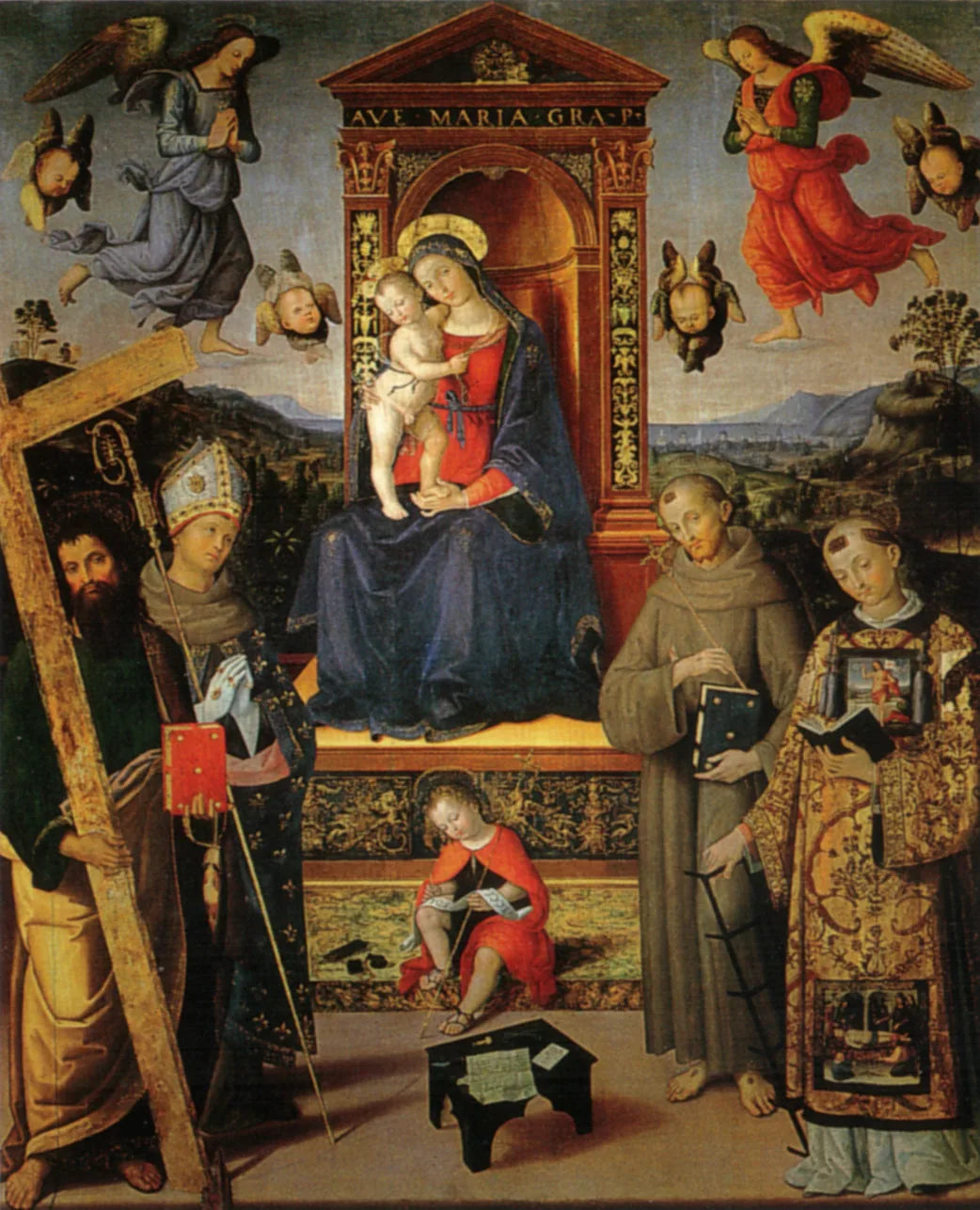 La Vierge à l'Enfant trônant avec des saints - Pinturicchio image 1 tableau peint à l’huile sur toile