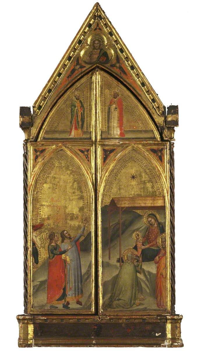La Vierge à l'Enfant trônant avec des saints (triptyque fermé) - Bernardo Daddi image 1 reproduction artisanale de tableau