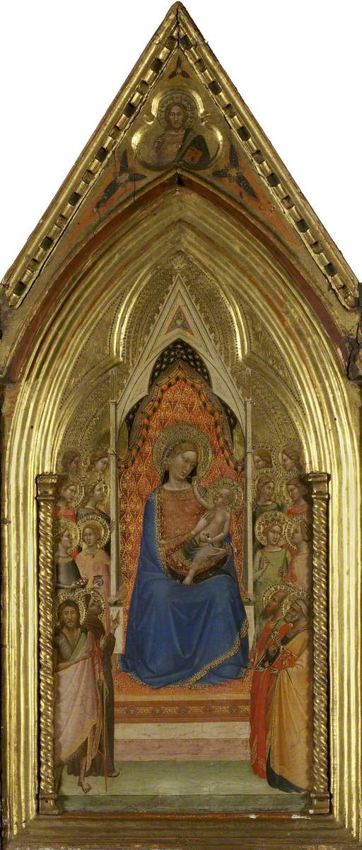 La Vierge à l'Enfant trônant avec des saints (triptyque, panneau central) - Bernardo Daddi image 1 copie de tableau peinte à la main
