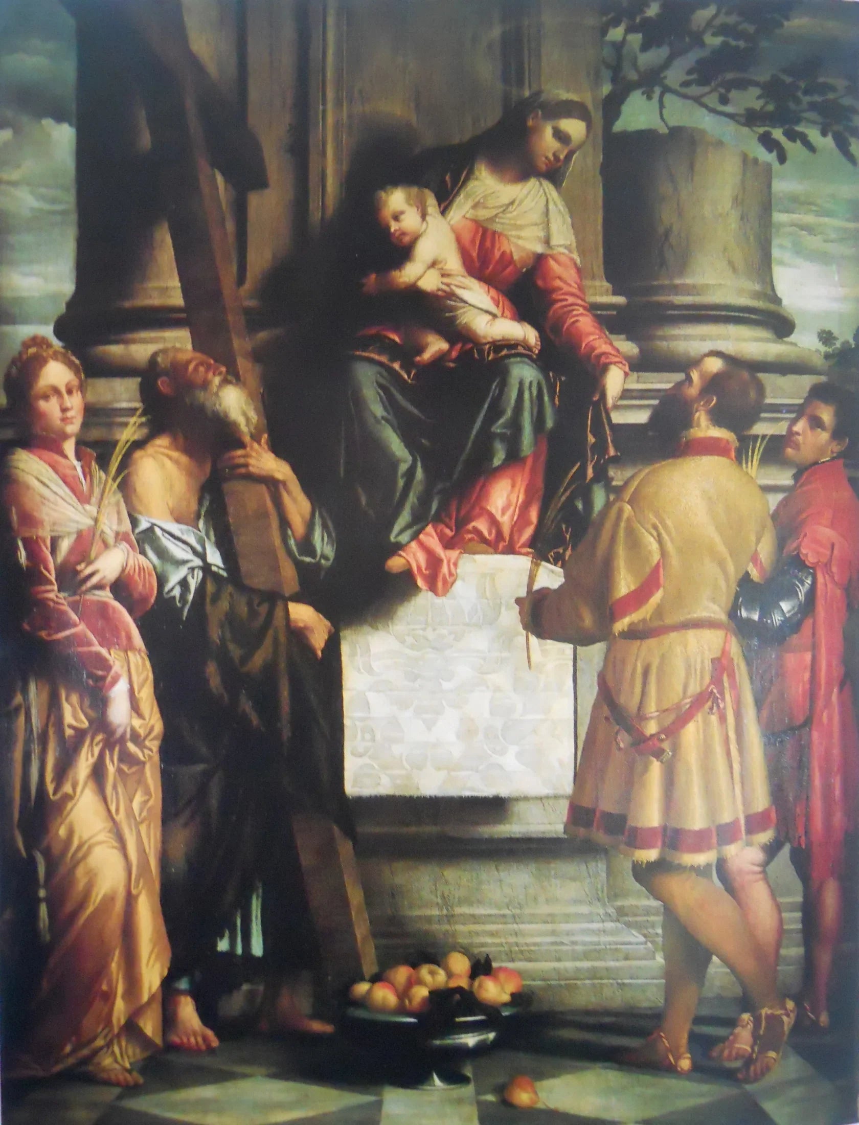 La Vierge à l'Enfant trônant entourée de saints - Alessandro Bonvicino image 1 copie de tableau peinte à la main