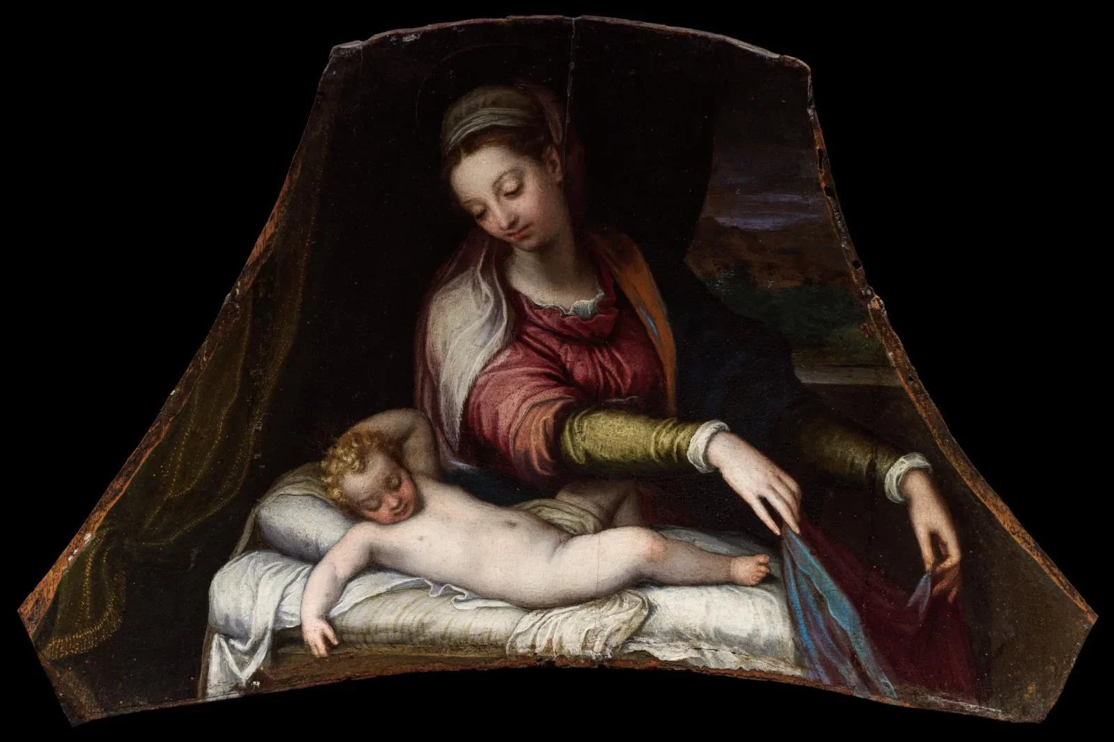La Vierge adorant l'Enfant Jésus endormi - Lavinia Fontana image 1 reproduction artisanale de tableau