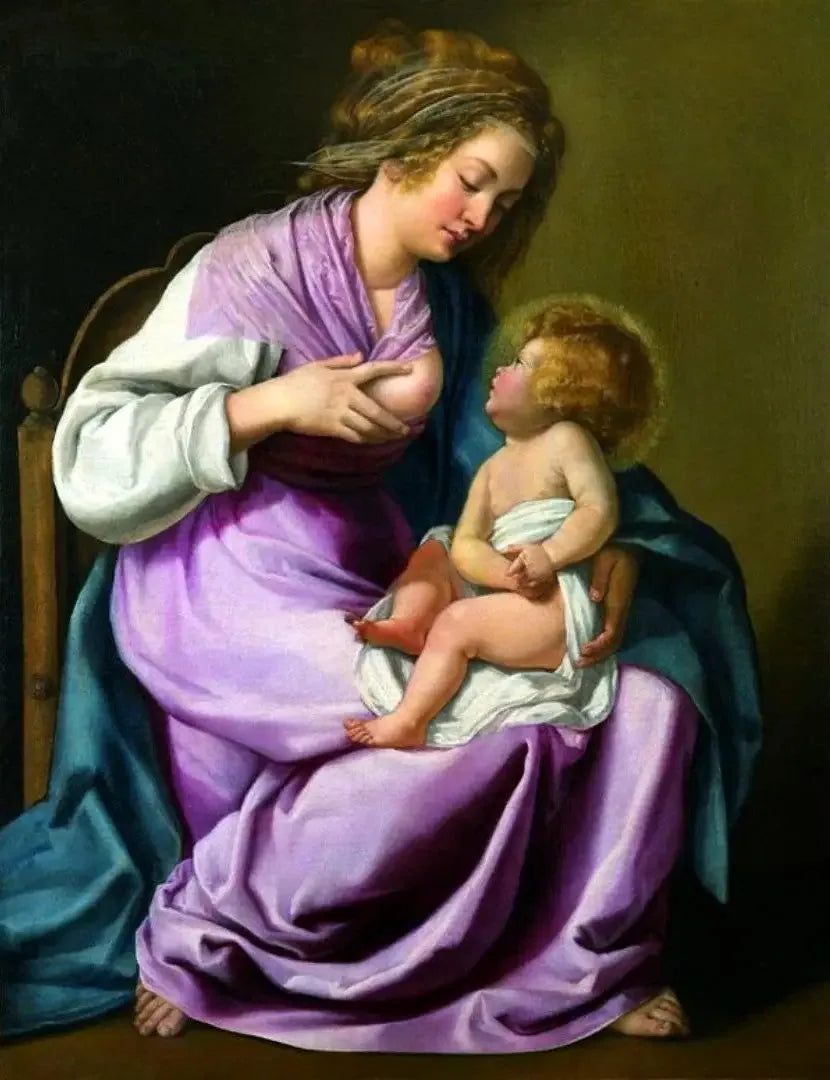 La Vierge allaitant l'Enfant - Artemisia Gentileschi image 1 copie peinte à la main à l’huile