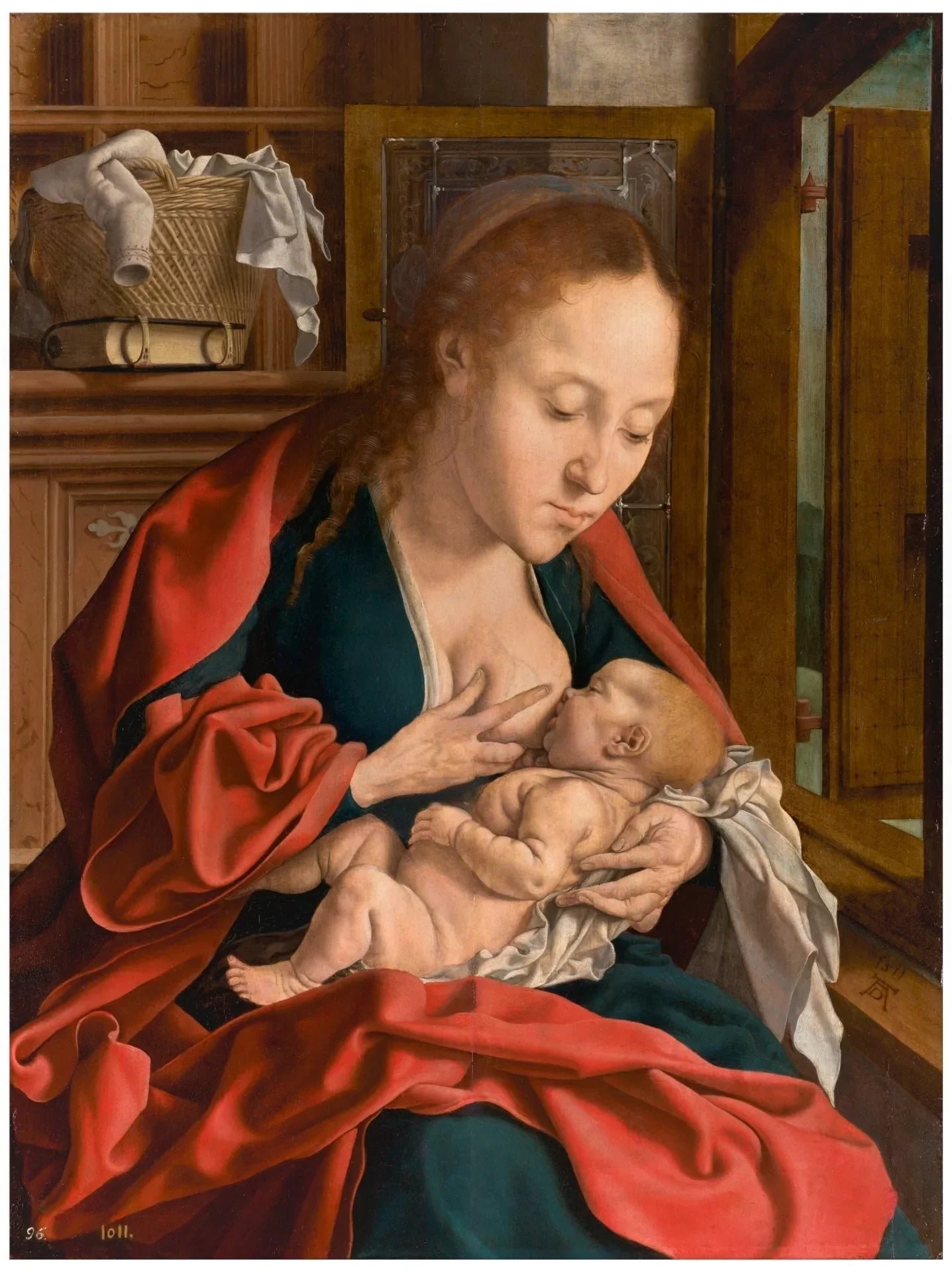 La Vierge allaitant l'enfant - Marinus van Reymerswale image 1 reproduction artisanale de tableau