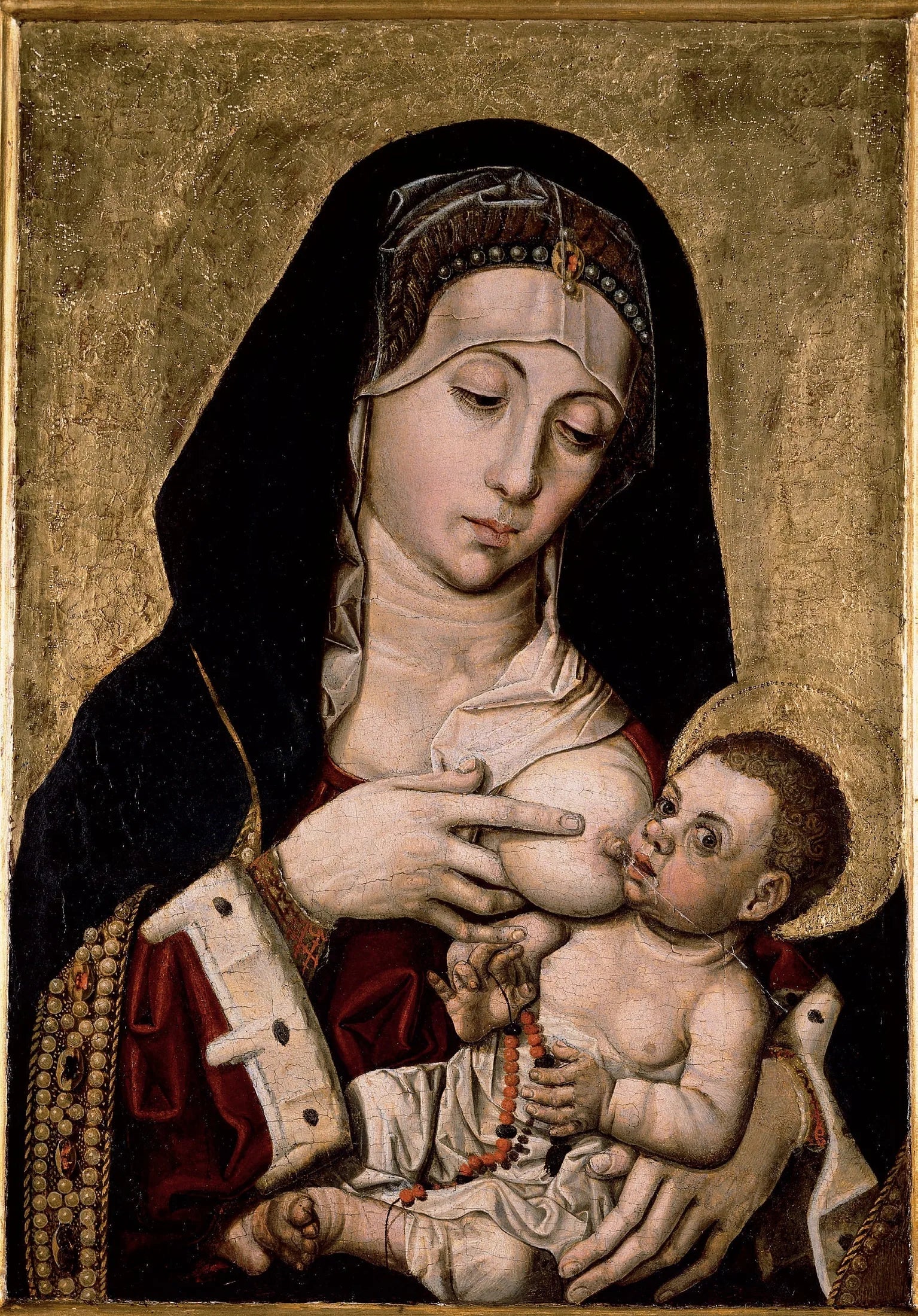 La Vierge allaitante - Bartolomé Bermejo image 1 reproduction artisanale de tableau
