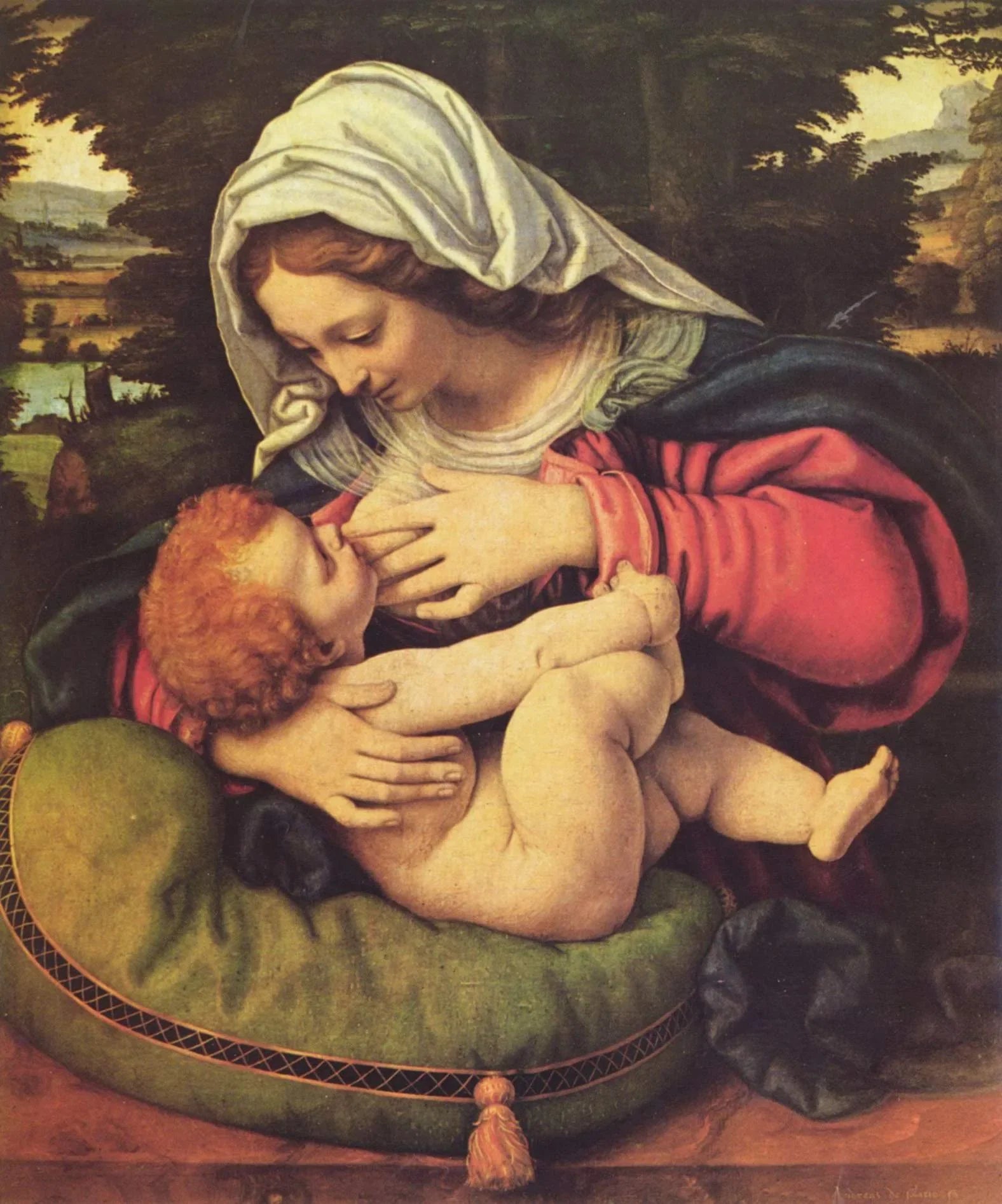 La Vierge au coussin vert - Andrea Solario image 1 copie de tableau peinte à la main