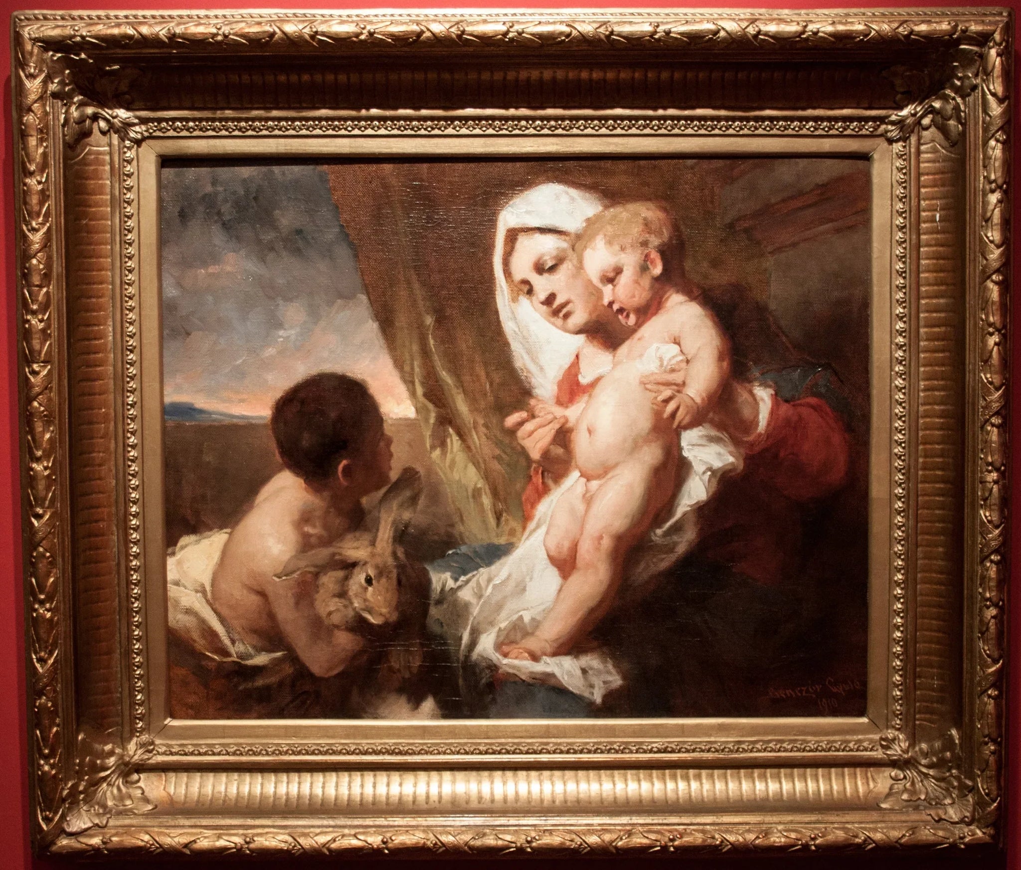 La Vierge au lapin - Gyula Benczúr image 1 reproduction de peinture à l’huile