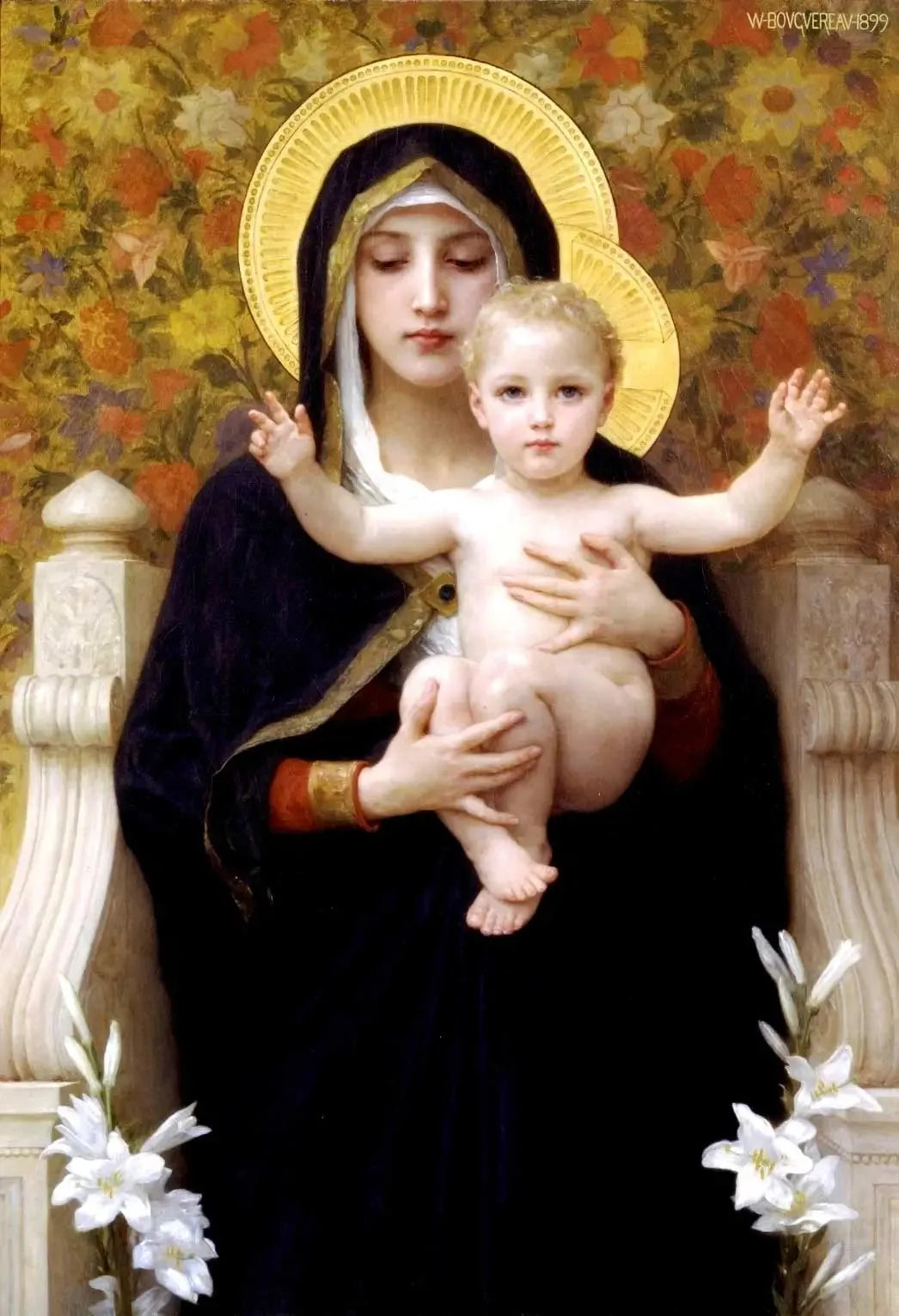 La Vierge au lys - Bouguereau image 1 reproduction d’œuvre d’art à l’huile