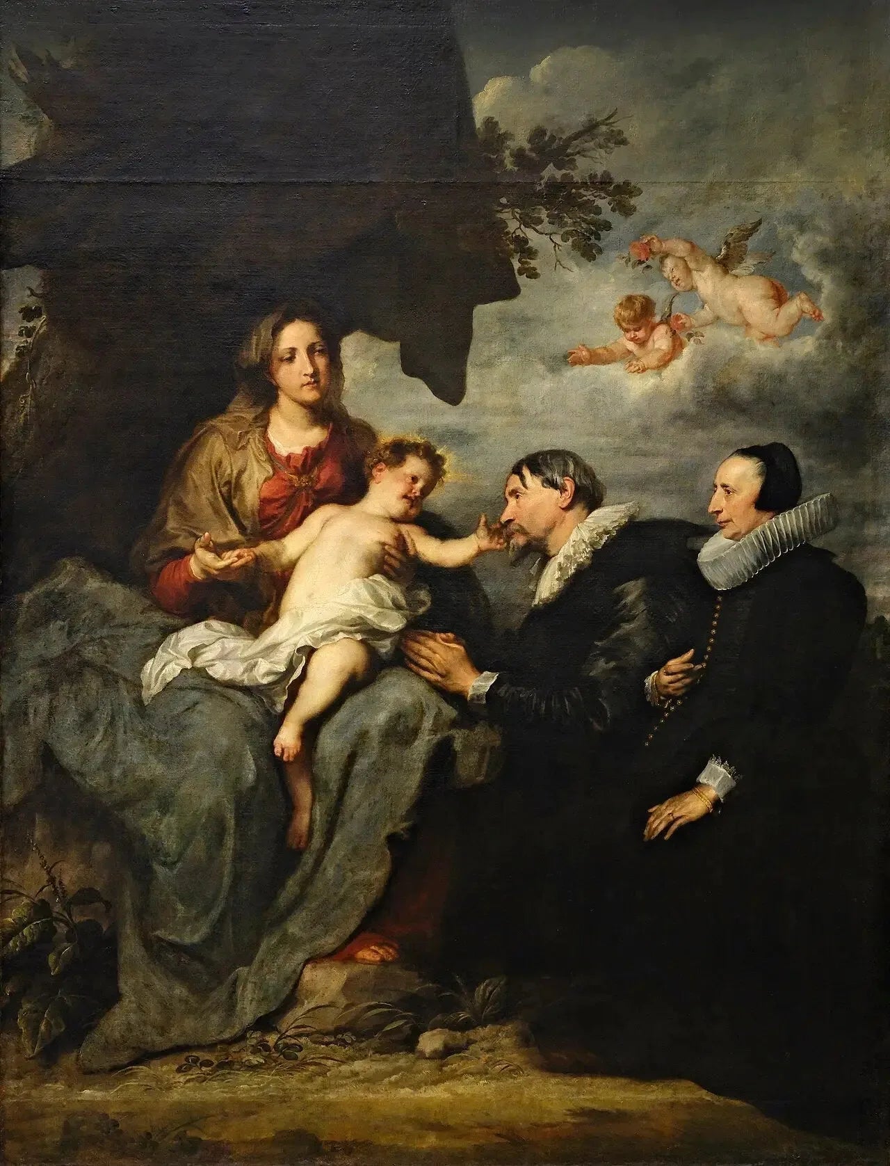 La Vierge aux deux donateurs - Antoine van Dyck image 1 copie peinte à la main à l’huile