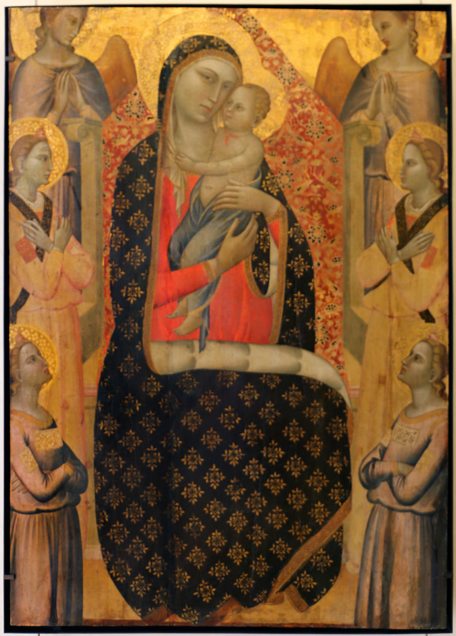 La Vierge de Majesté entourée de six anges - Francescuccio Ghissi image 1 copie peinte à la main à l’huile