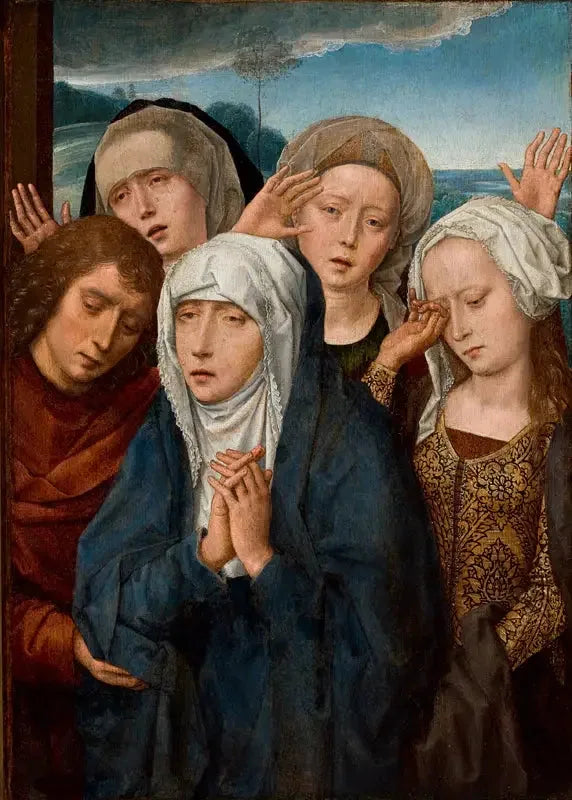 La Vierge en deuil avec saint Jean et les pieuses femmes de Galilée - Hans Memling image 1 reproduction artisanale de tableau