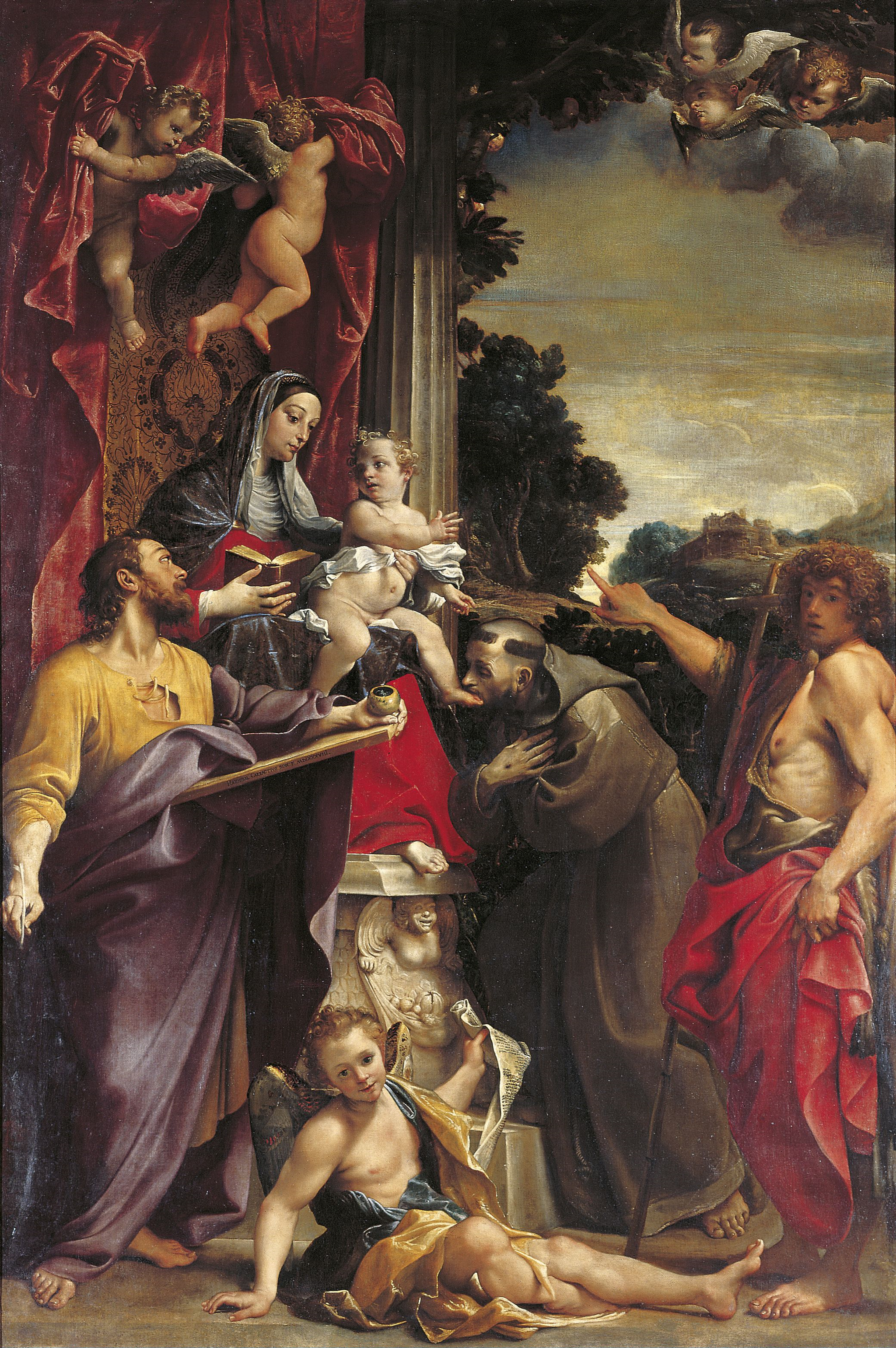 La Vierge en trône avec saint Matthieu - Annibale Carracci image 1 copie peinte à la main à l’huile
