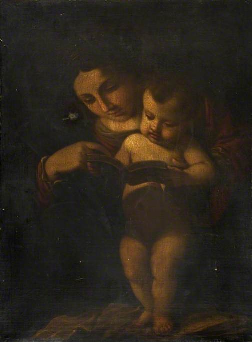 La Vierge enseignant à lire à l'Enfant Jésus - Guercino image 1 reproduction réalisée par Alpha Reproduction
