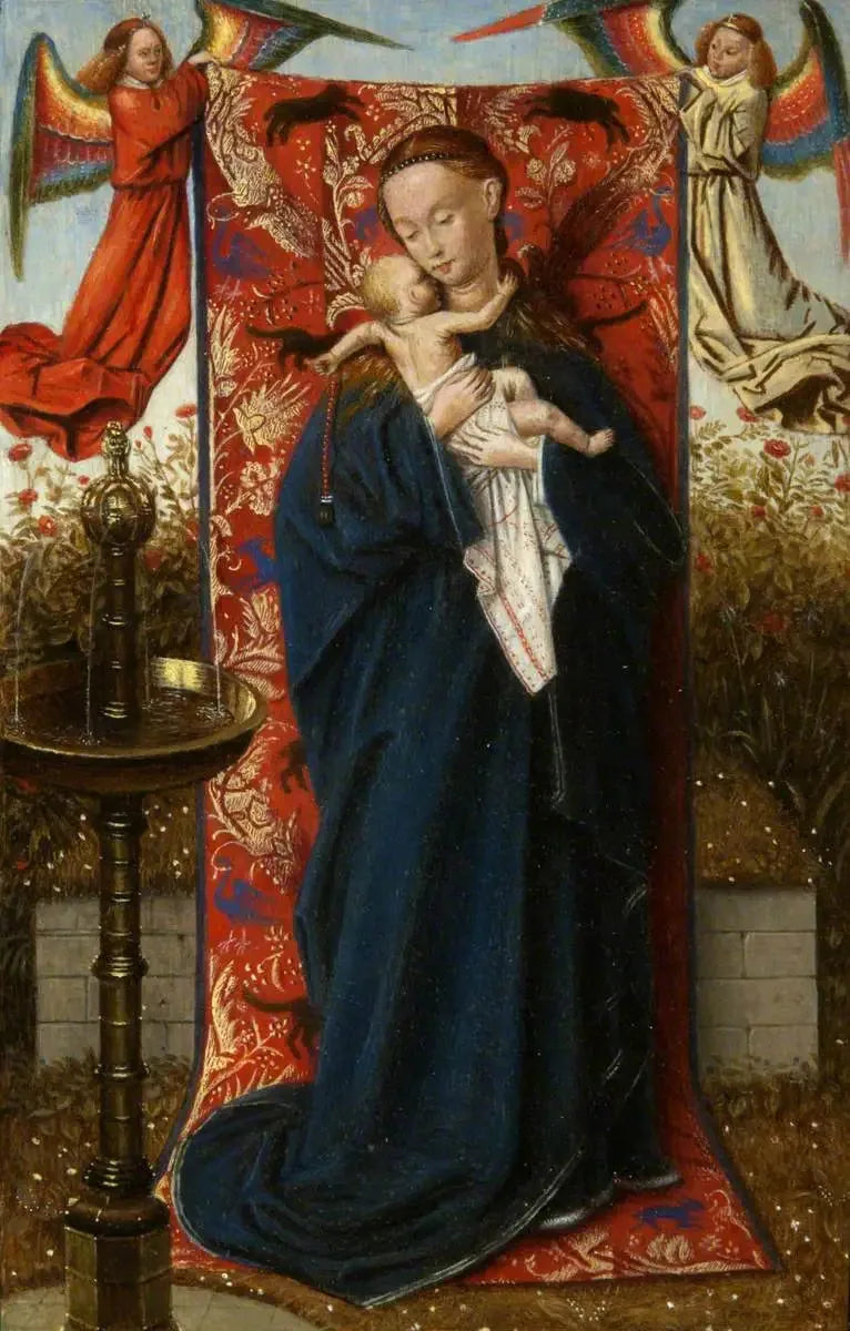 La Vierge et l'Enfant à la fontaine - Jan van Eyck image 1 reproduction de peinture à l’huile