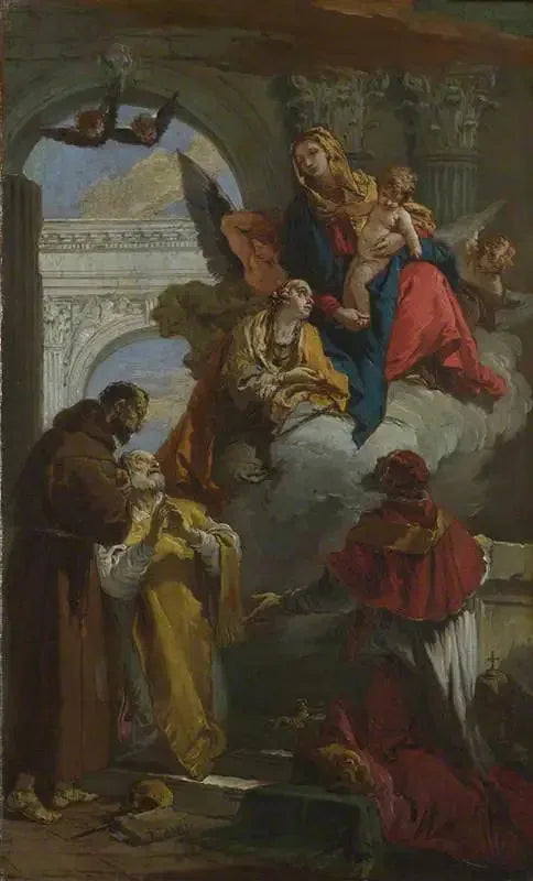 La Vierge et l'Enfant apparaissant à un groupe de saints - Giovanni Battista Tiepolo image 1 tableau peint à l’huile sur toile
