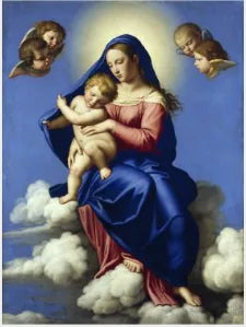 La Vierge et l'Enfant assis dans les nuages - Giovanni Battista Salvi image 1 copie peinte à la main à l’huile