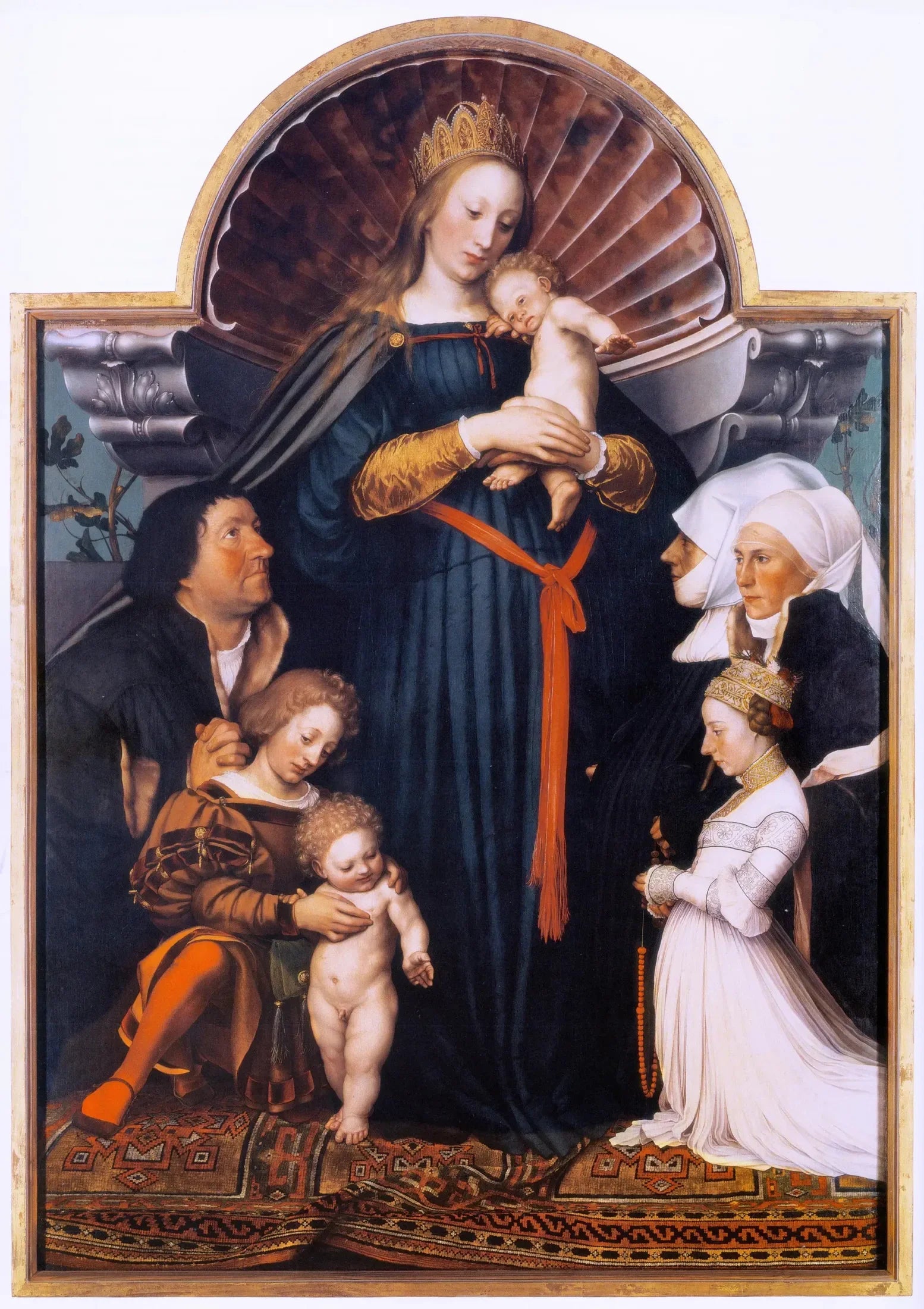 La Vierge et l'Enfant avec la famille du bourgmestre Meyer - Hans Holbein le Jeune image 1 reproduction d’œuvre d’art à l’huile