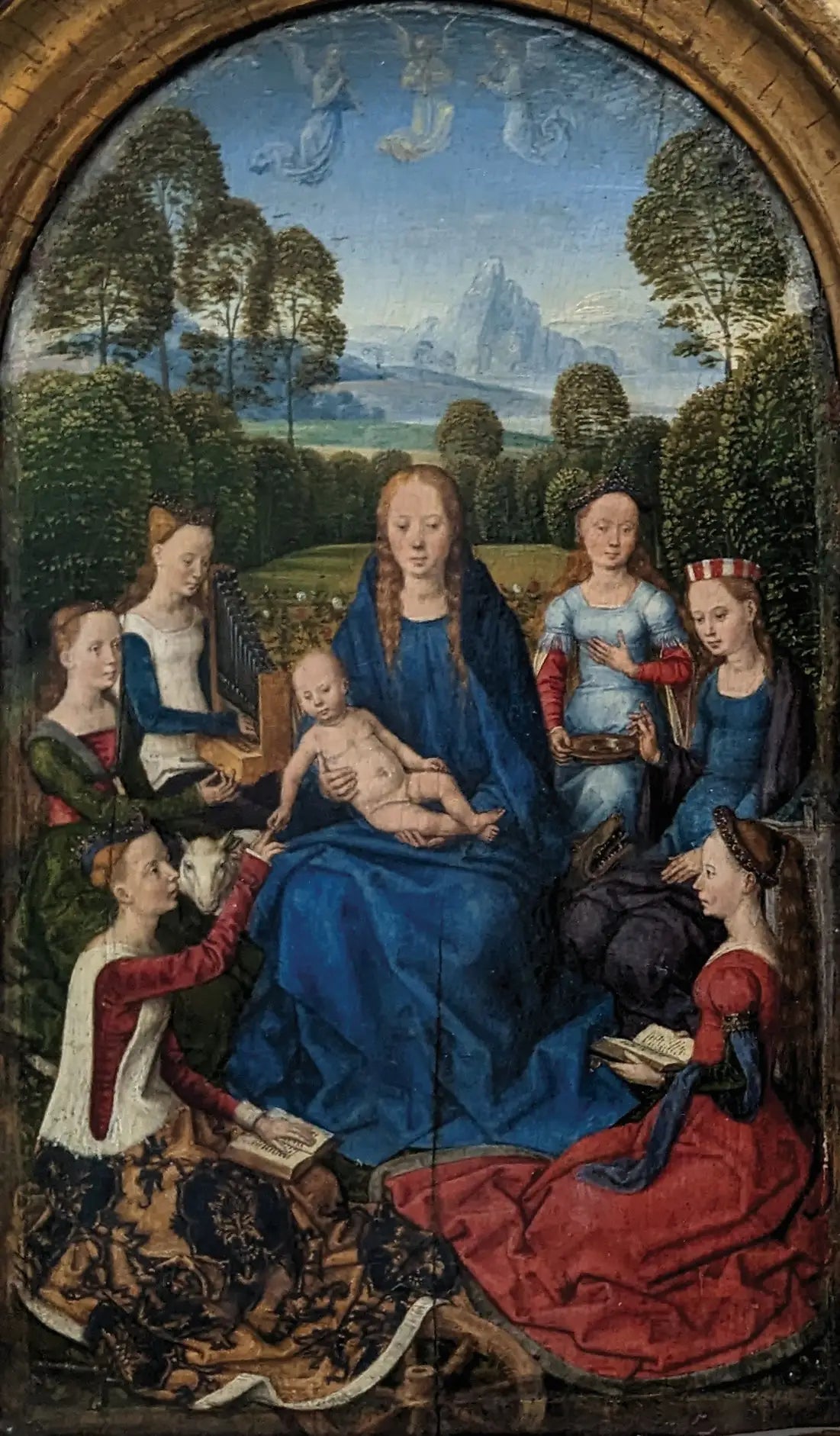 La Vierge et l'enfant entouré de saintes - Hans Memling image 1 copie de tableau peinte à la main