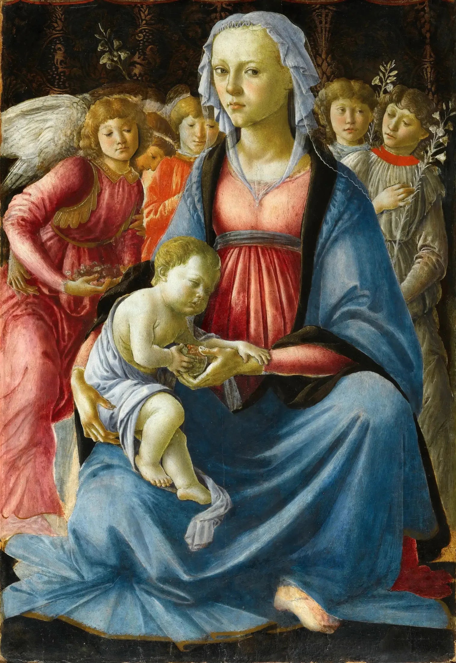 La Vierge et l'Enfant entourés de cinq anges - Sandro Botticelli image 1 tableau peint à l’huile sur toile
