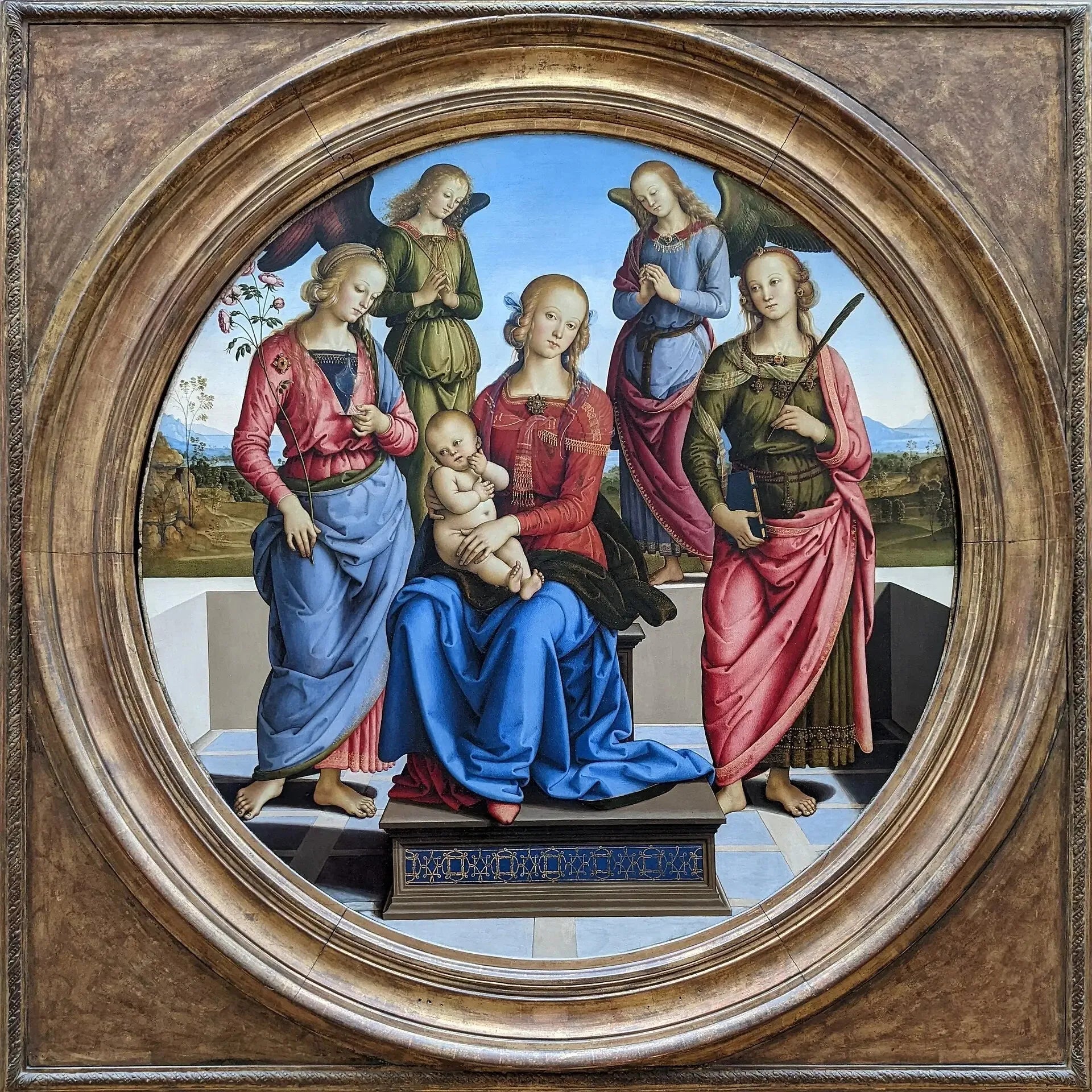 La Vierge et l'Enfant entourés de deux anges, sainte Rose et sainte Catherine - Pietro Perugino image 1 reproduction réalisée par Alpha Reproduction