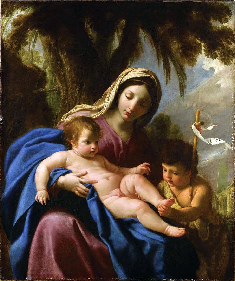 La Vierge et l'Enfant Jésus avec saint Jean-Baptiste - Eustache Le Sueur image 1 tableau peint à l’huile sur toile