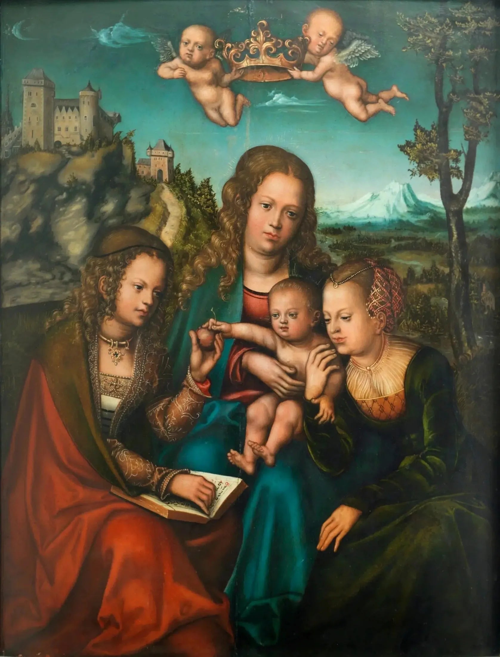 La Vierge flanquée de deux saintes - Lucas Cranach the Elder image 1 reproduction de peinture à l’huile
