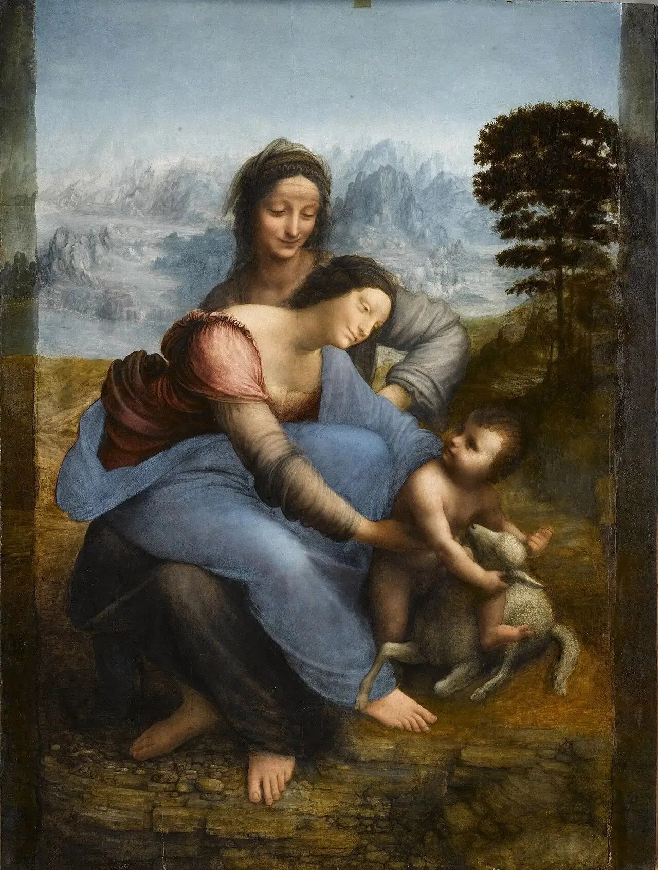 La Vierge, l'Enfant Jésus et sainte Anne - Léonard de Vinci image 1 reproduction d’œuvre d’art à l’huile