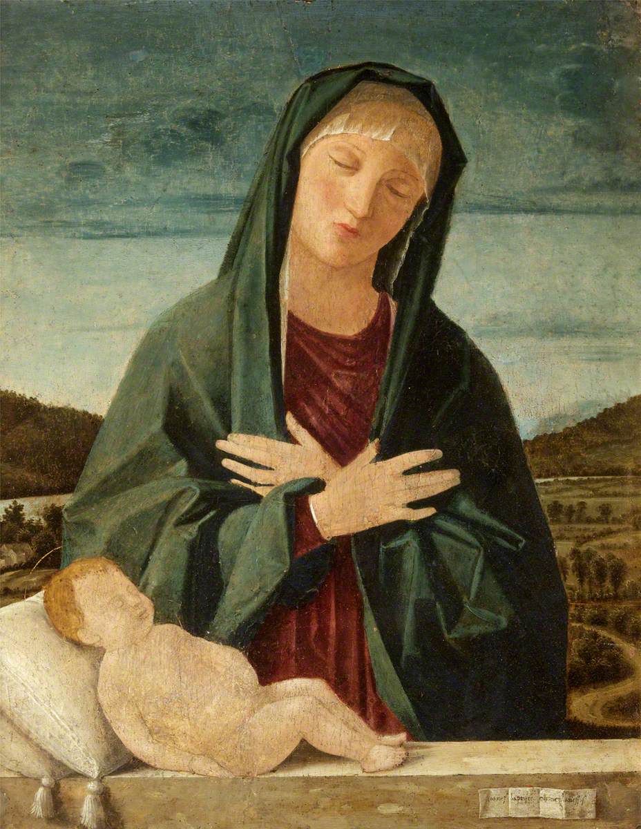 La Vierge Marie adorant l'Enfant Jésus endormi - Cima da Conegliano image 1 reproduction artisanale de tableau