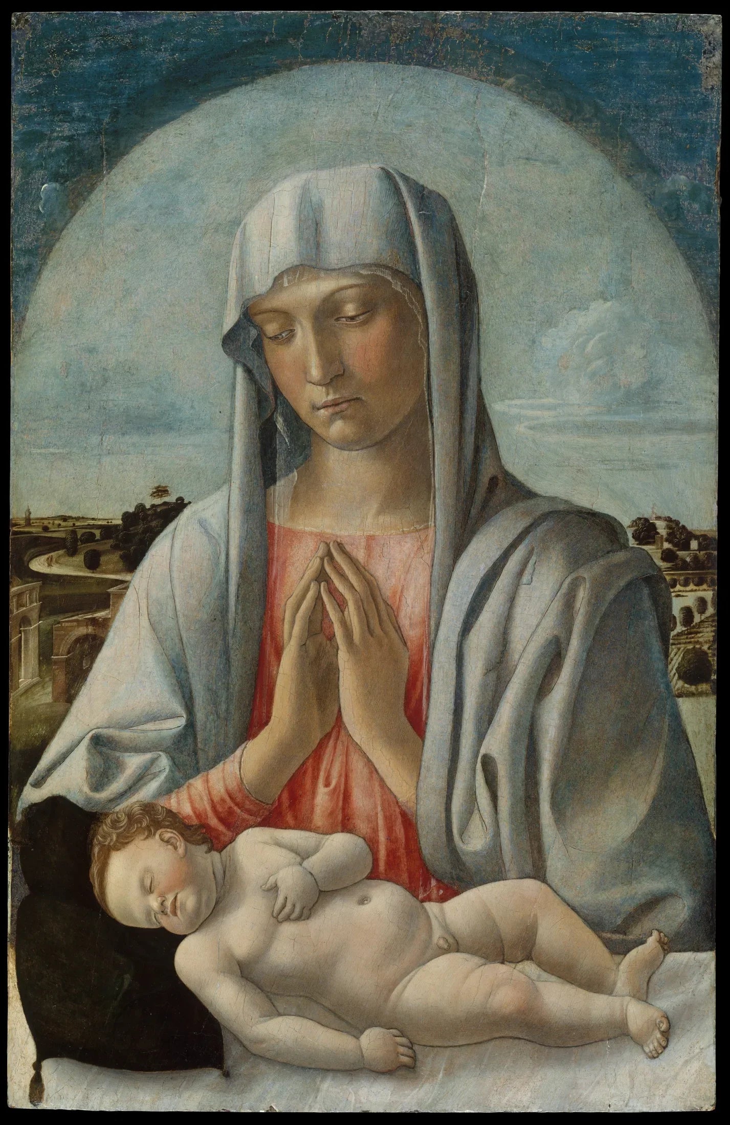 La Vierge Marie adorant l'Enfant Jésus endormi - Giovanni Bellini image 1 tableau peint à l’huile sur toile