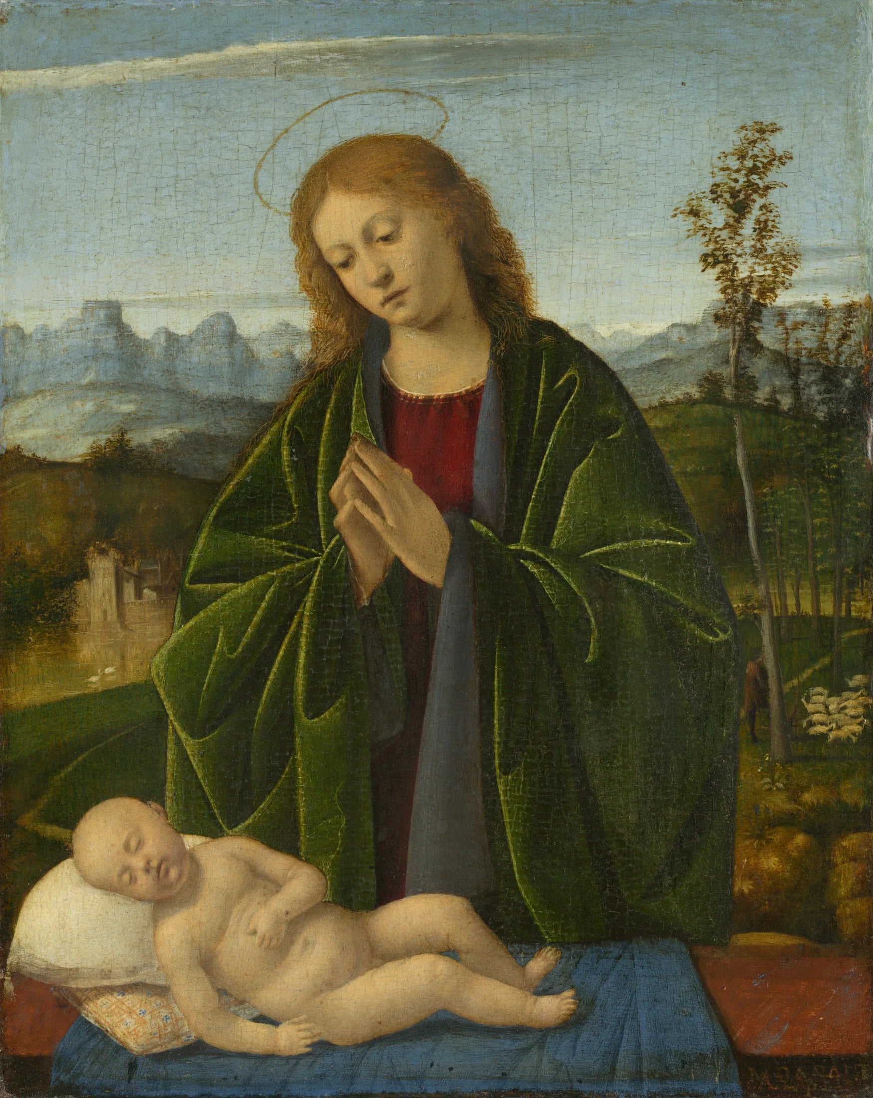 La Vierge Marie adorant l'Enfant - Marco Basaiti image 1 reproduction artisanale de tableau