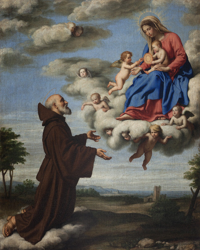 La Vierge Marie apparaît à saint François - Giovanni Battista Salvi image 1 reproduction artisanale de tableau