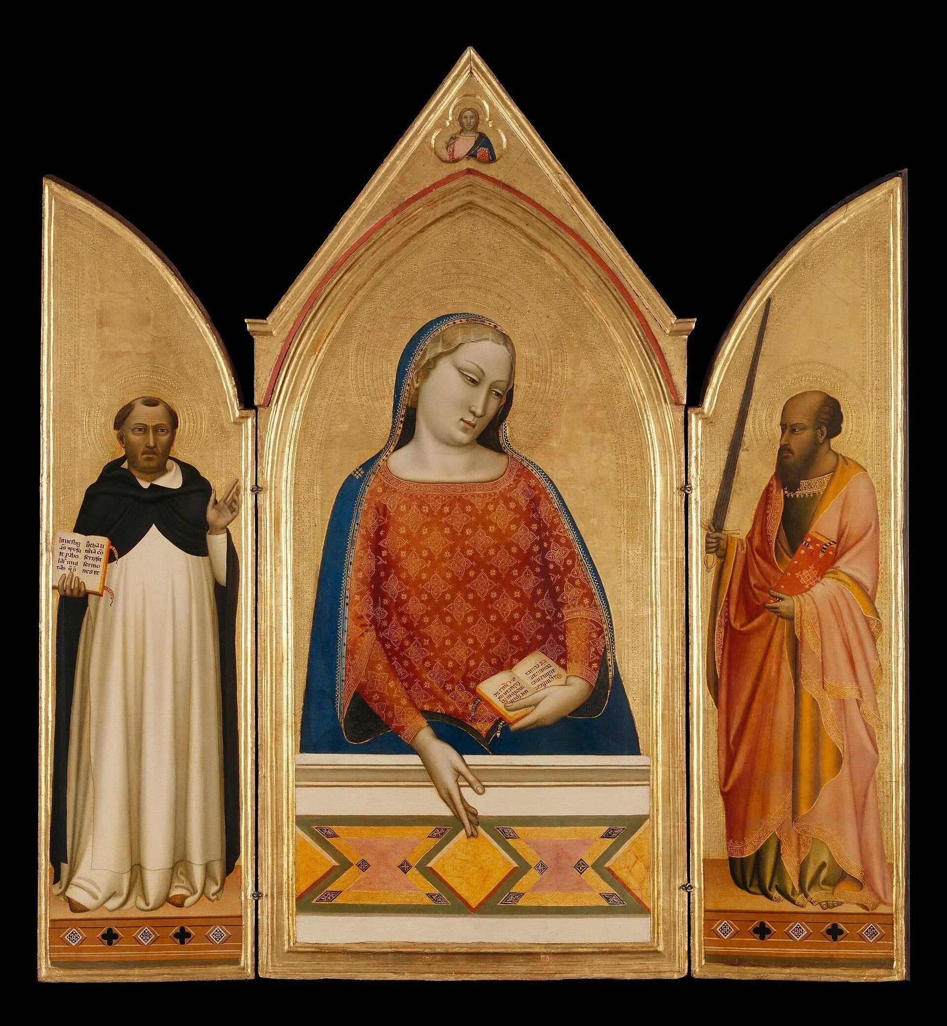 La Vierge Marie avec les saints Thomas d'Aquin et Paul - Bernardo Daddi image 1 copie peinte à la main à l’huile