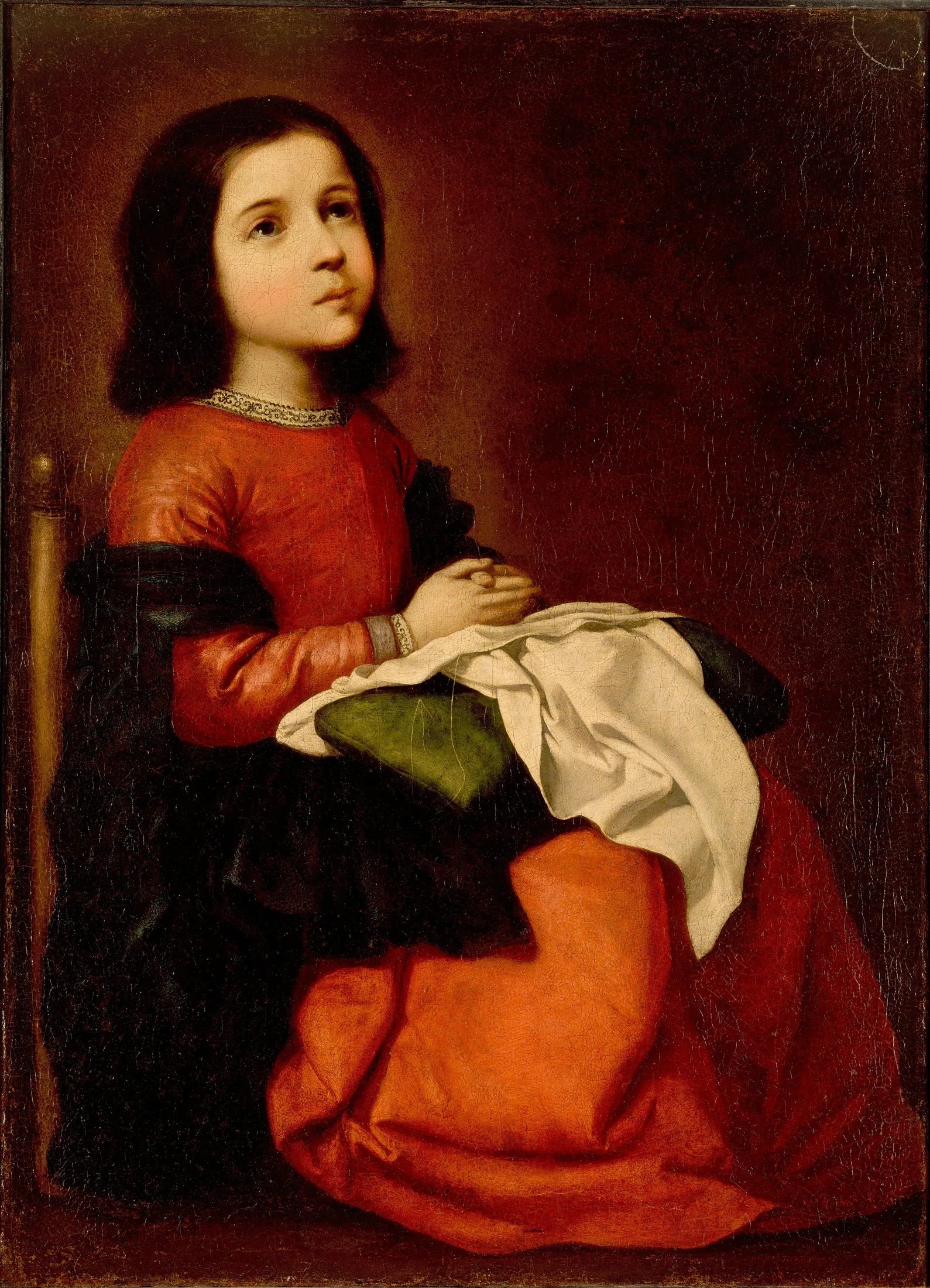 La Vierge Marie comme un enfant en train de prier - Francisco de Zurbarán image 1 reproduction de peinture à l’huile