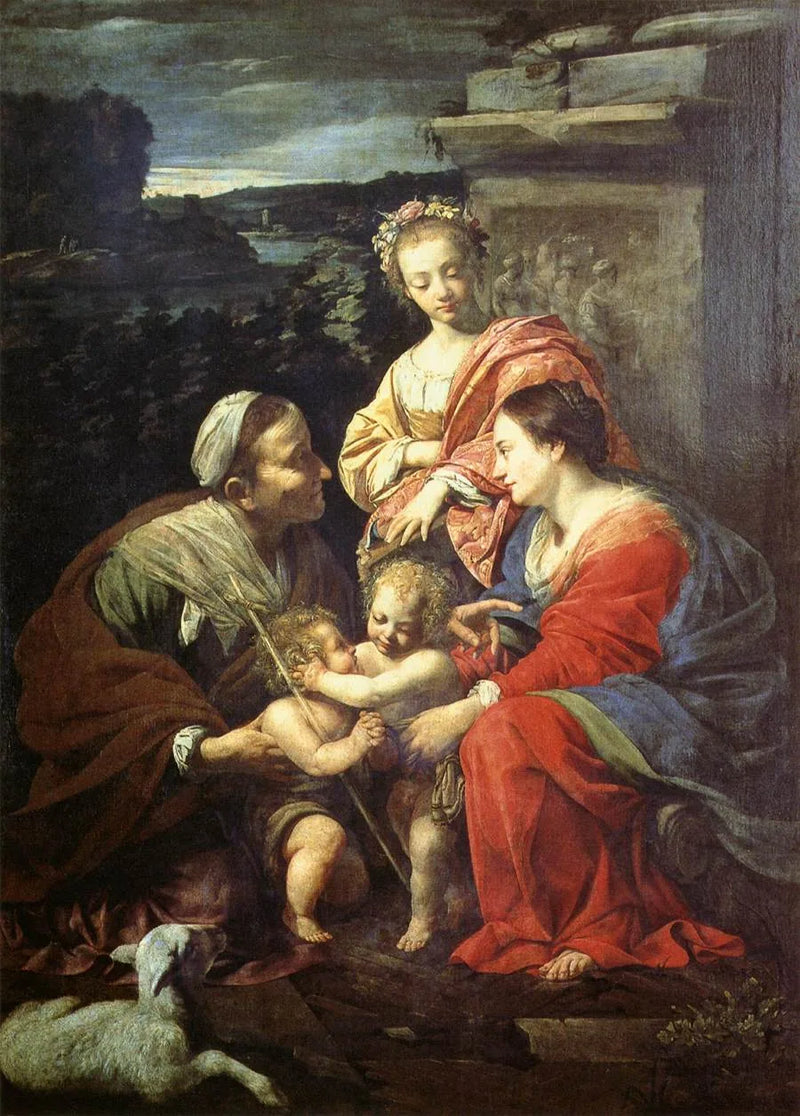 La Vierge Marie et l'Enfant-Jésus avec Sainte Élisabeth, Saint Jean-Baptiste et Sainte Catherine - Simon Vouet