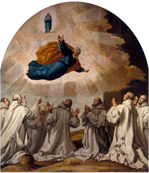 La Vierge Marie et saint Pierre apparaissent aux premiers chartreux - Vincenzo Carducci image 1 copie de tableau peinte à la main
