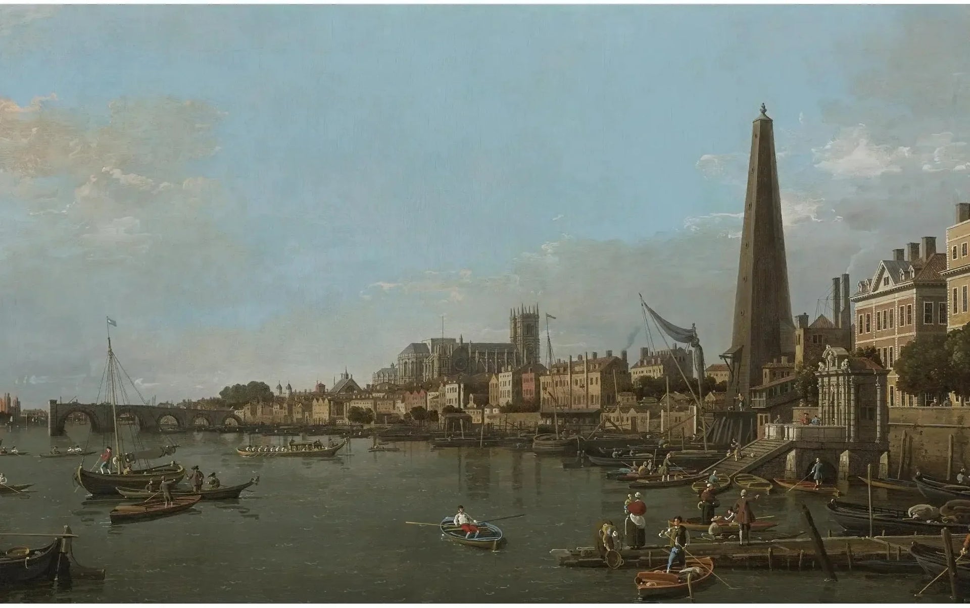 La ville de Westminster depuis la Tamise, près de la York Water Gate - Canaletto image 1 copie peinte à la main à l’huile