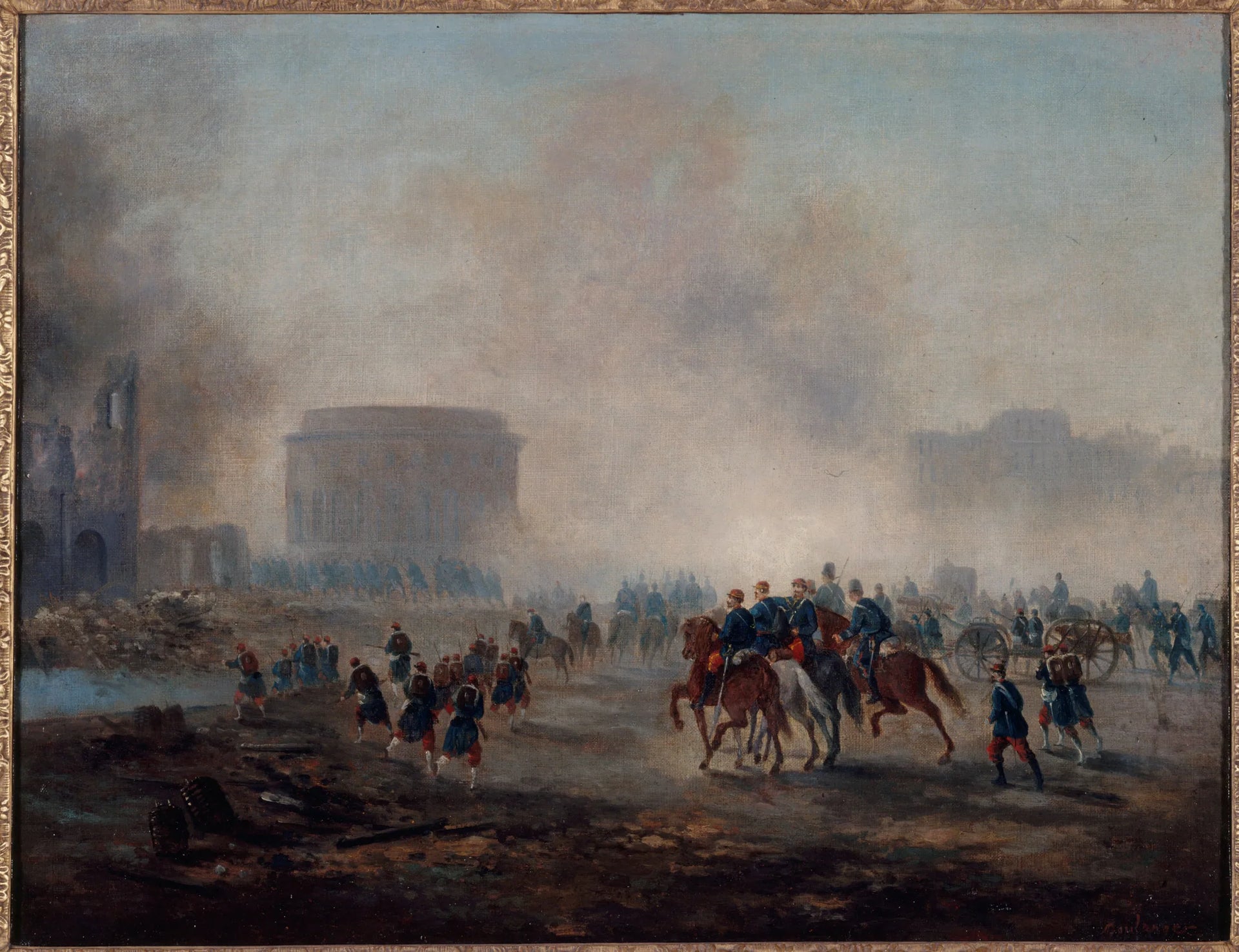 La Villette cernée par les troupes versaillaises, mai 1871. - Gustave Boulanger image 1 reproduction artisanale de tableau