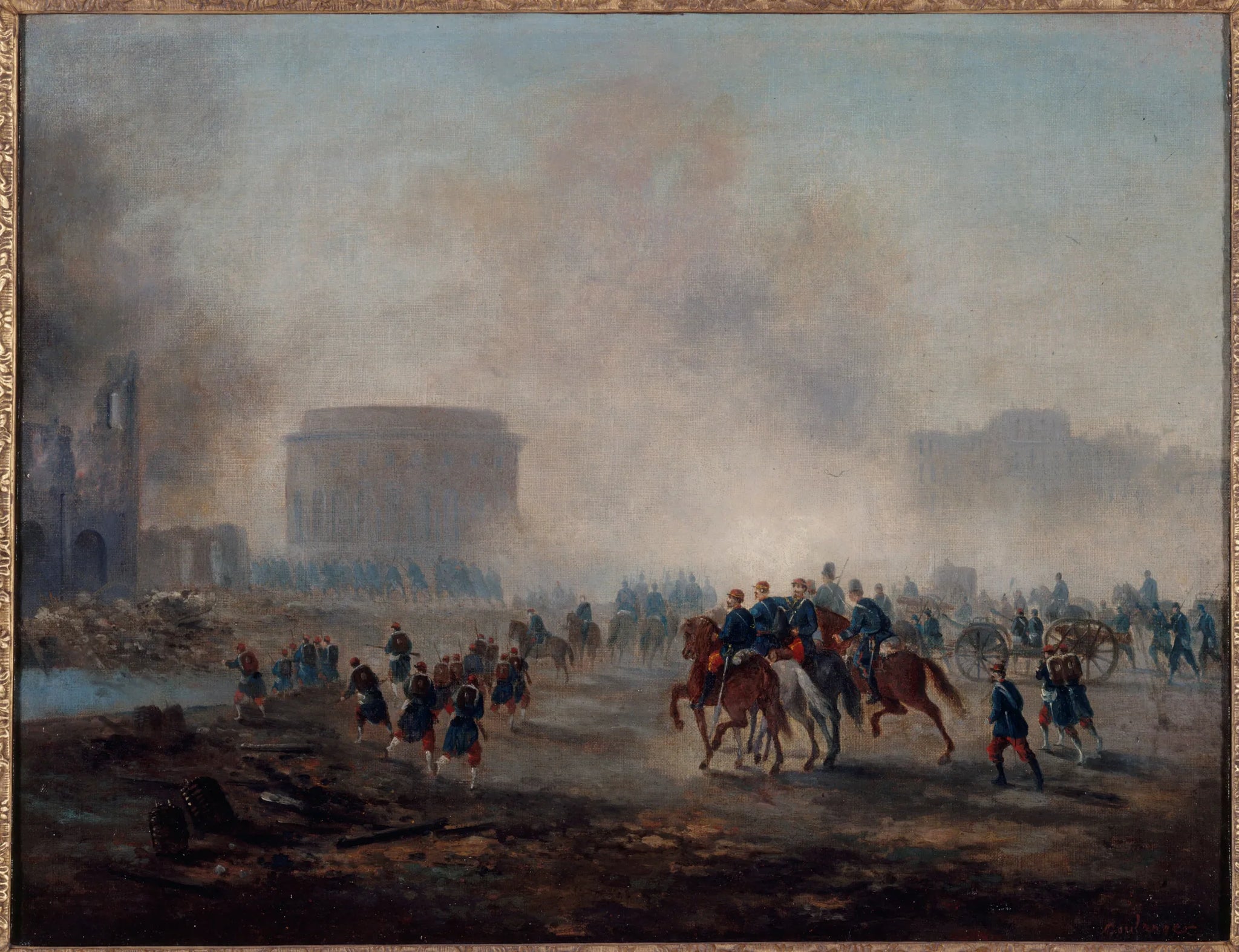 La Villette cernée par les troupes versaillaises, mai 1871. - Gustave Boulanger image 1 reproduction artisanale de tableau