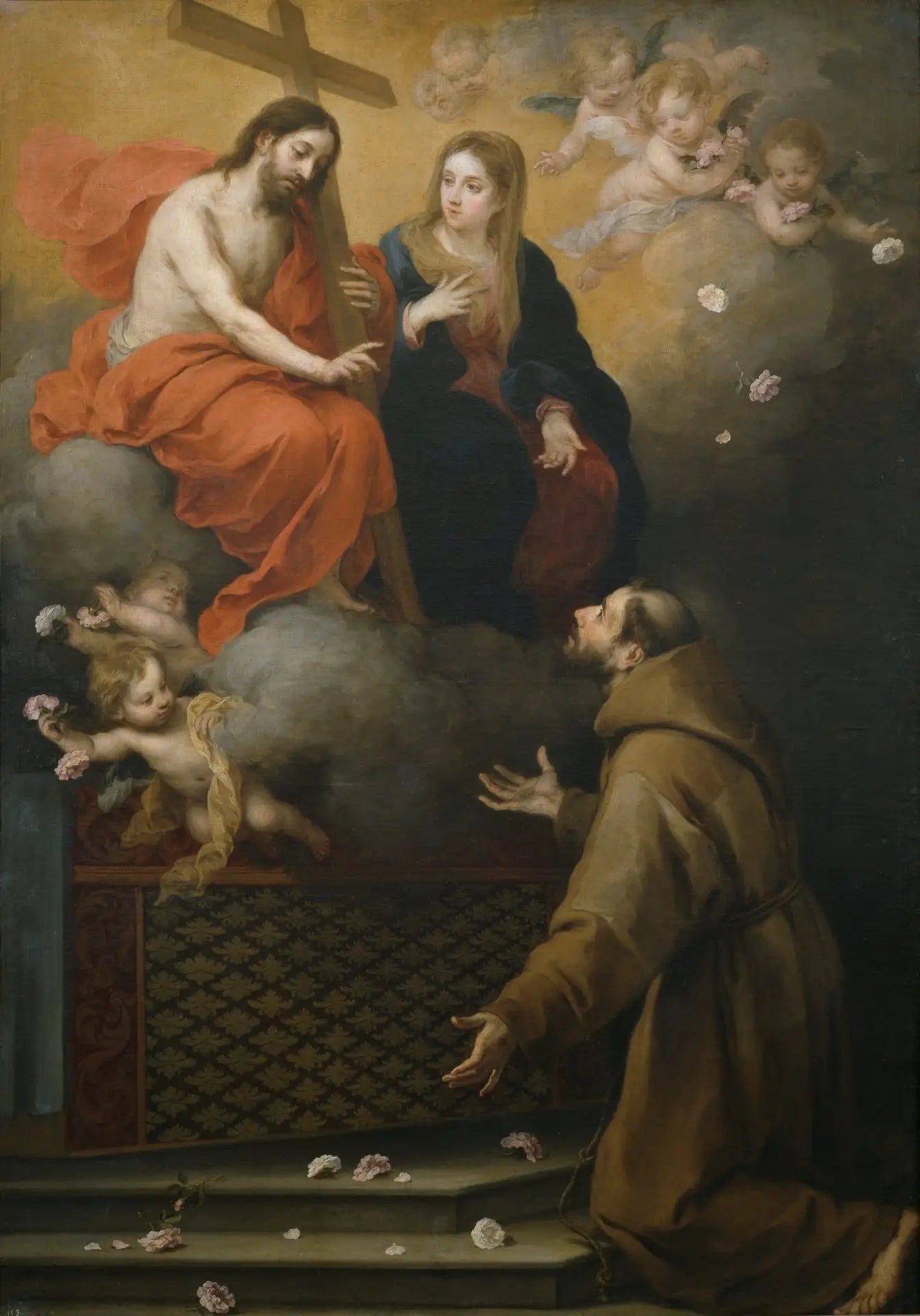 La vision de saint François à la Portioncule - Bartolomé Esteban Murillo image 1 copie de tableau peinte à la main