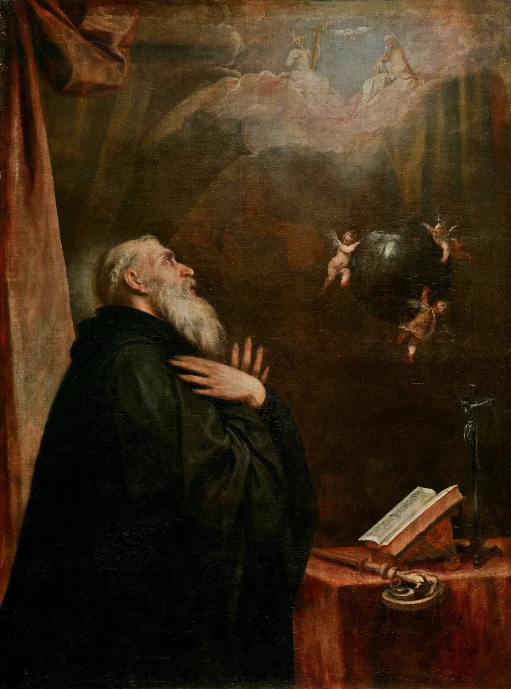 La vision du globe et des trois anges selon saint Benoît - Alonso Cano image 1 tableau peint à l’huile sur toile