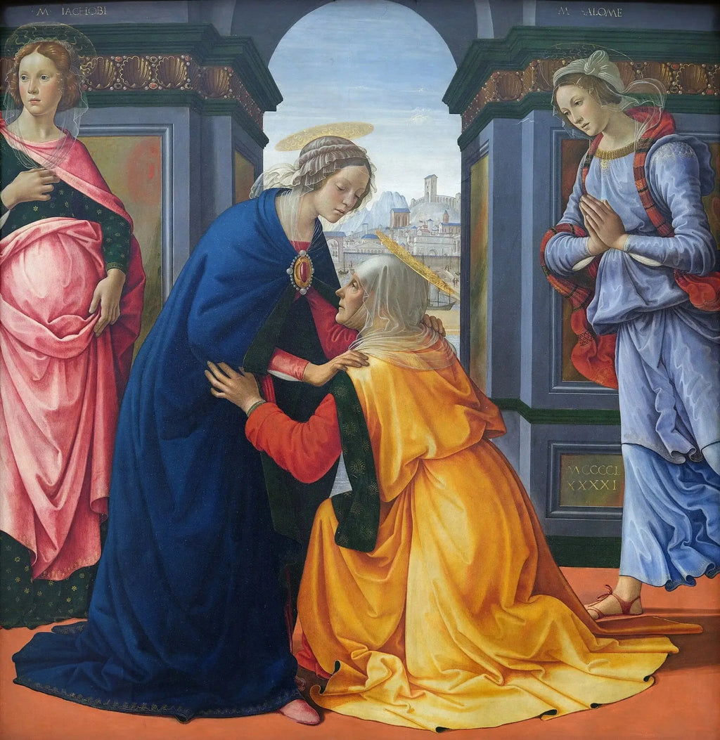 La Visitation avec Marie-Jacobie et Marie-Salomé - Domenico Ghirlandaio image 1 reproduction artisanale de tableau