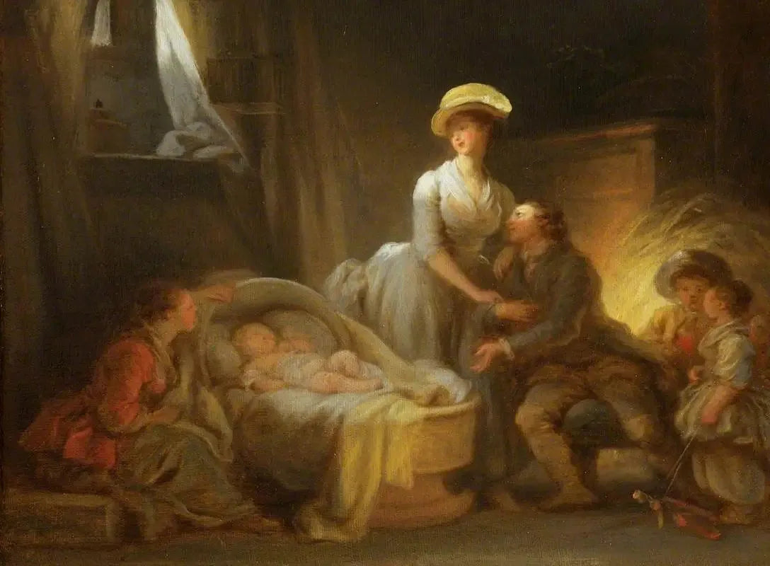 La Visite à la nourrice - Jean-Honoré Fragonard image 1 reproduction de peinture à l’huile