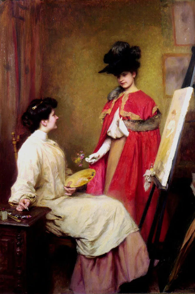 La visite au studio - Émile Friant image 1 reproduction artisanale de tableau