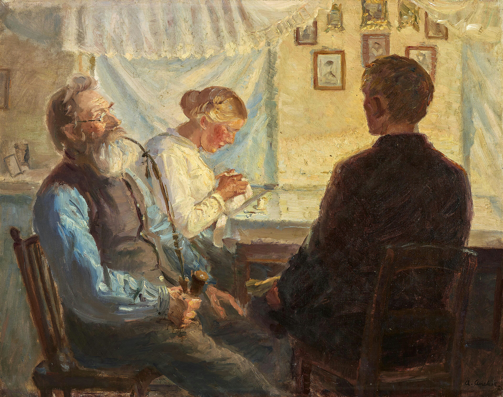 La visite du prétendant. - Anna Ancher image 1 tableau peint à l’huile sur toile