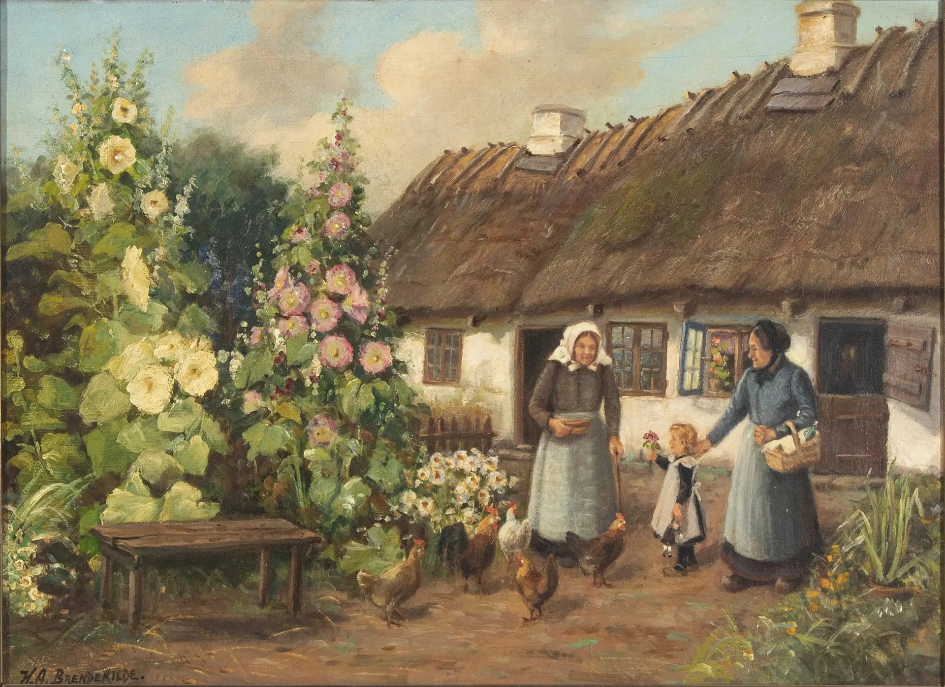 La visite - H. A. Brendekilde image 1 reproduction de peinture à l’huile