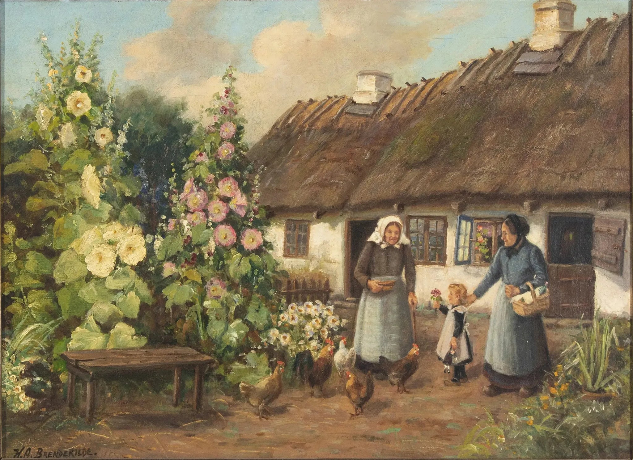 La visite - H. A. Brendekilde image 1 reproduction de peinture à l’huile