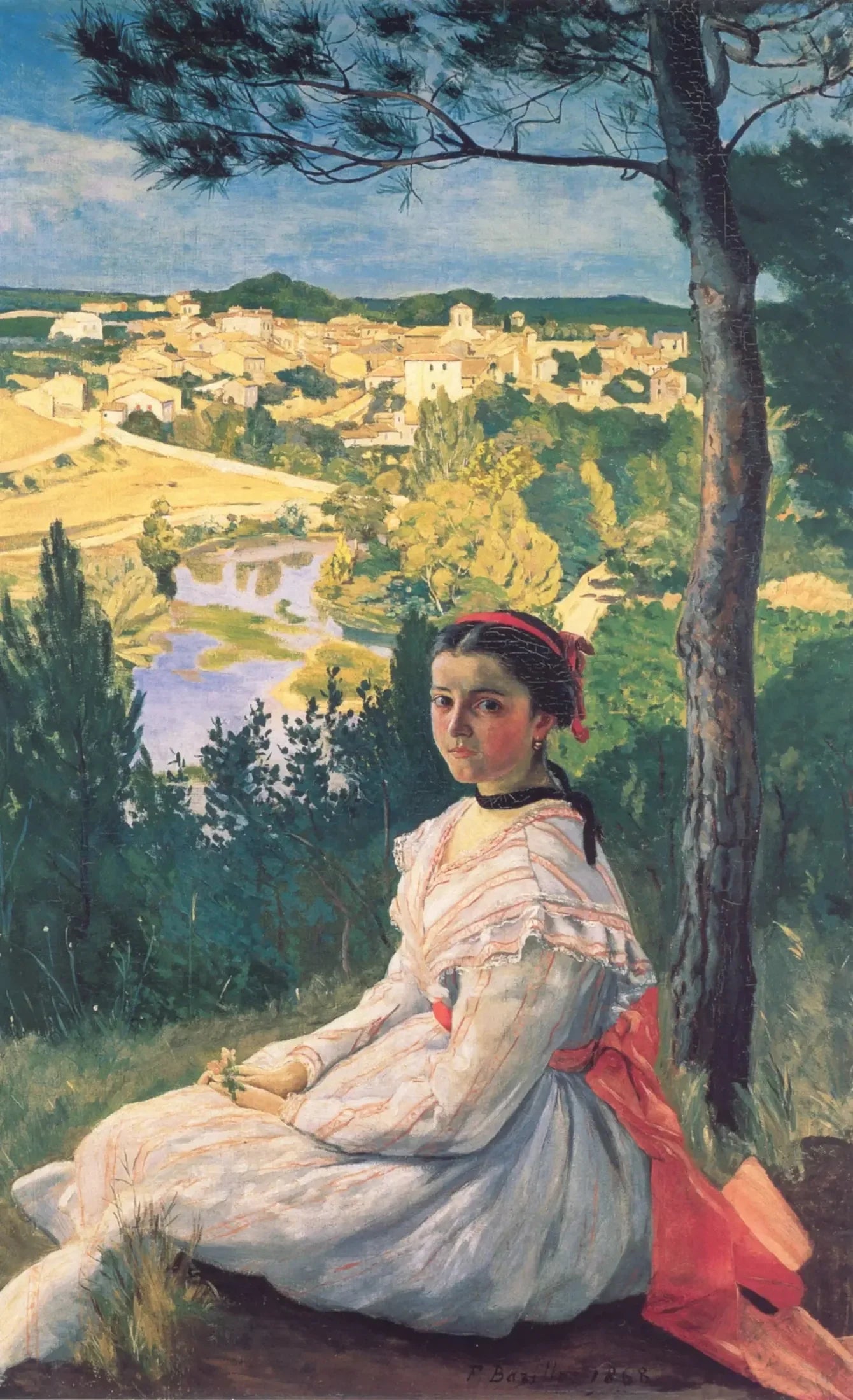 La Vue du village - Frédéric Bazille image 1 copie peinte à la main à l’huile
