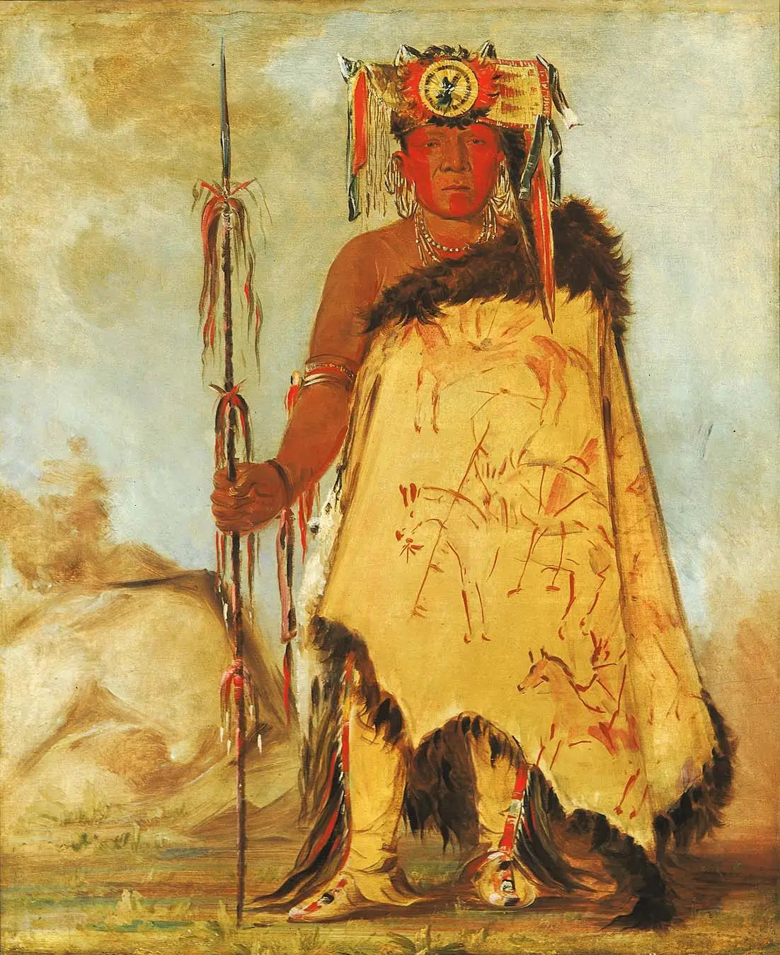 La-wée-re-coo-re-shaw-wee, chef de guerre, un Pawnee républicain - George Catlin image 1 reproduction de peinture à l’huile